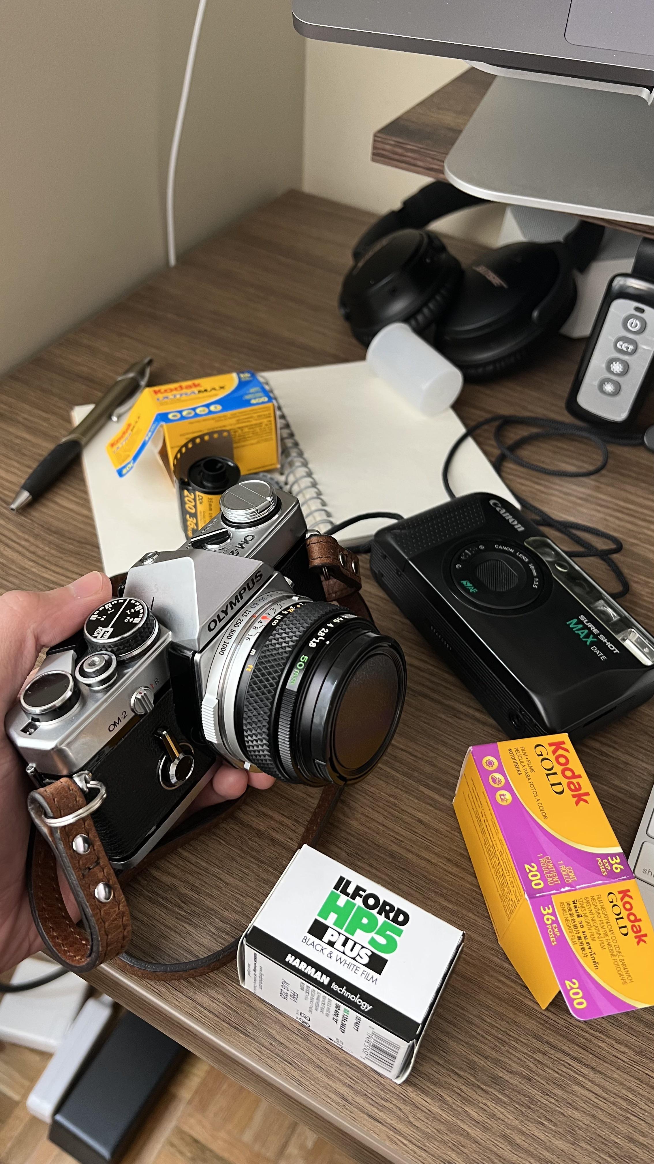 My first 2 film cameras arrived this week Olympus OM2 and Canon Sure