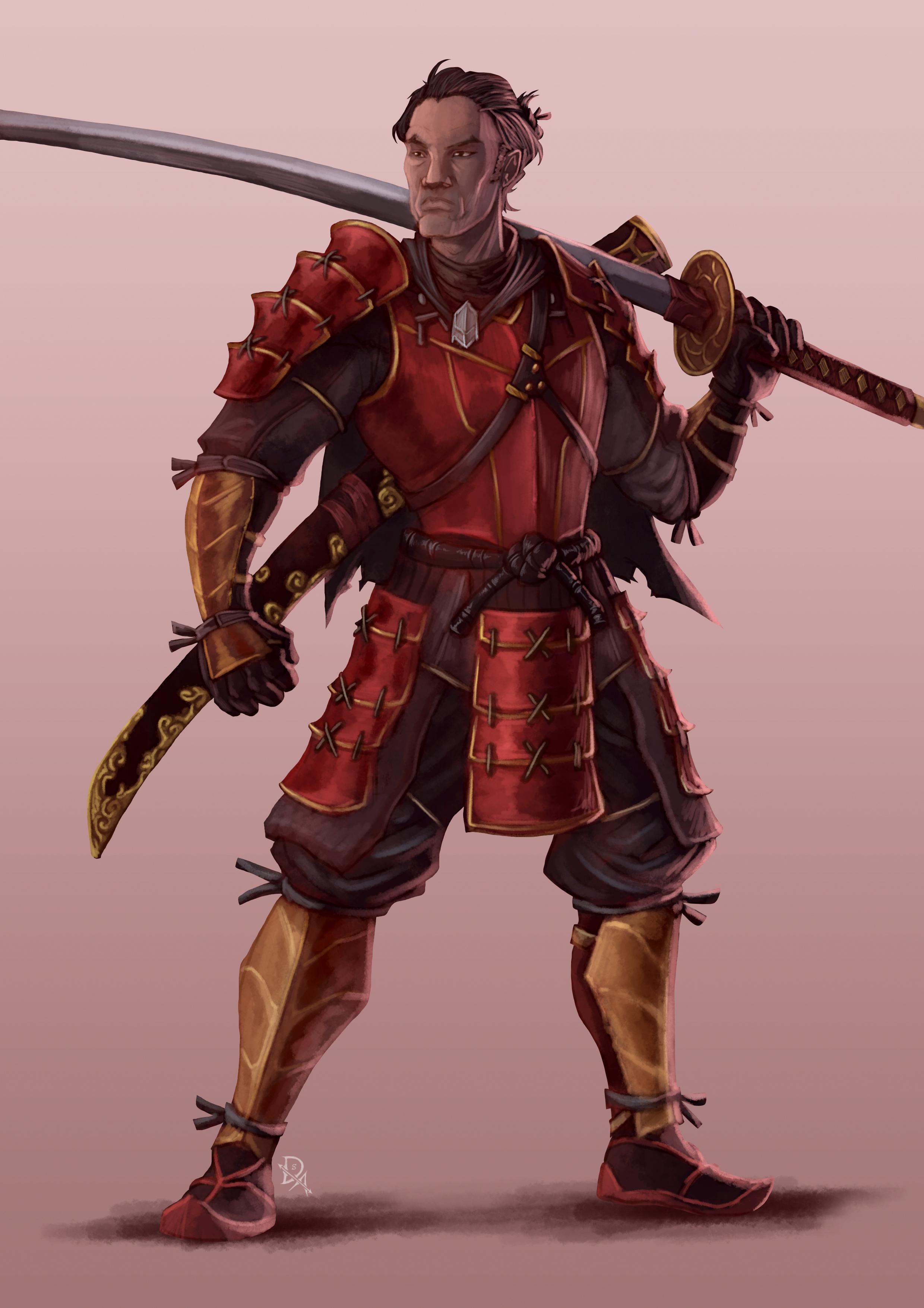 [OC] He's gonna paint the town Red! Samurai Fighter Acolyte r/DnD