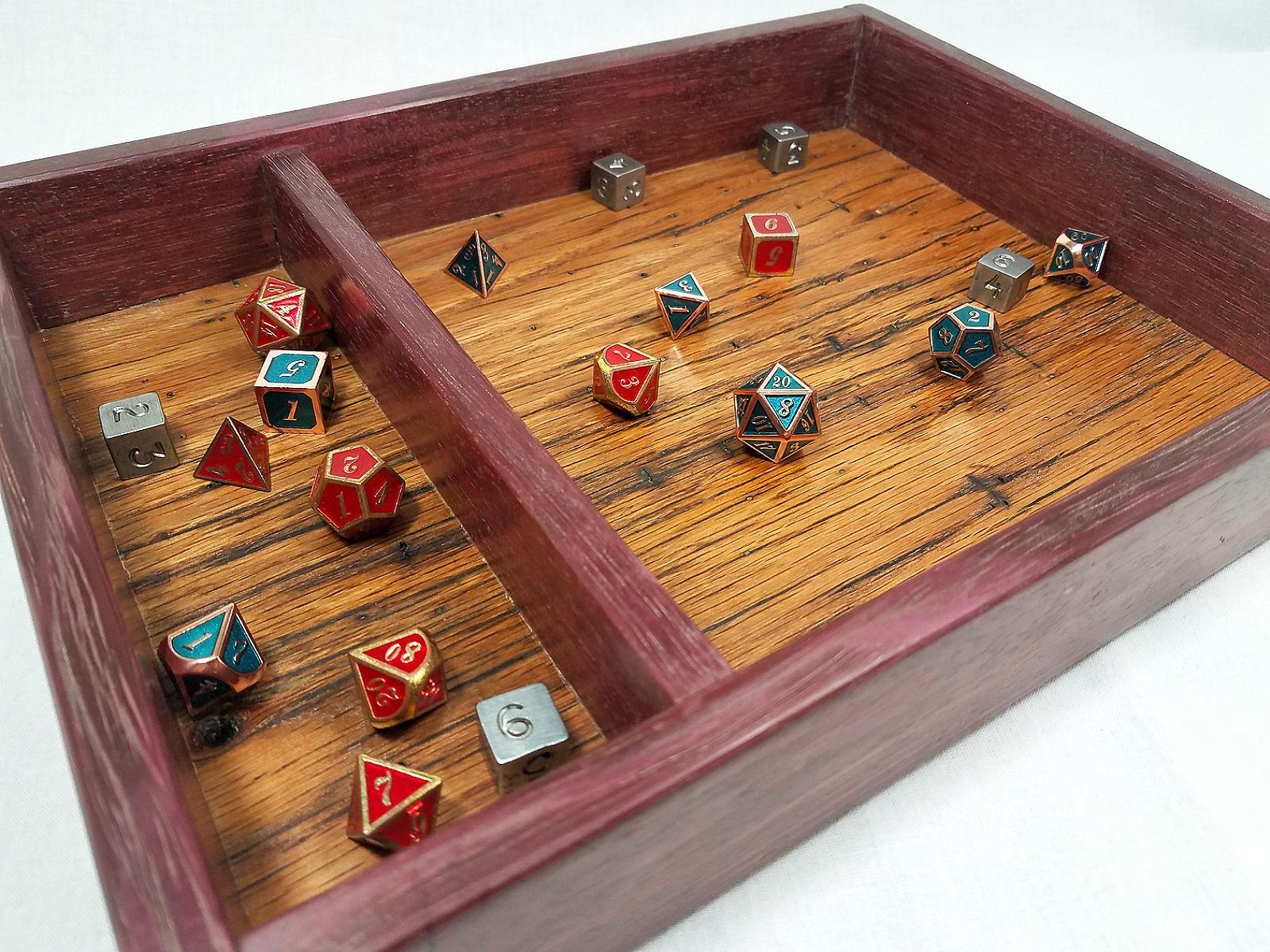 Hand tooled purple heart and spalted oak dice tray r/DungeonsAndDragons