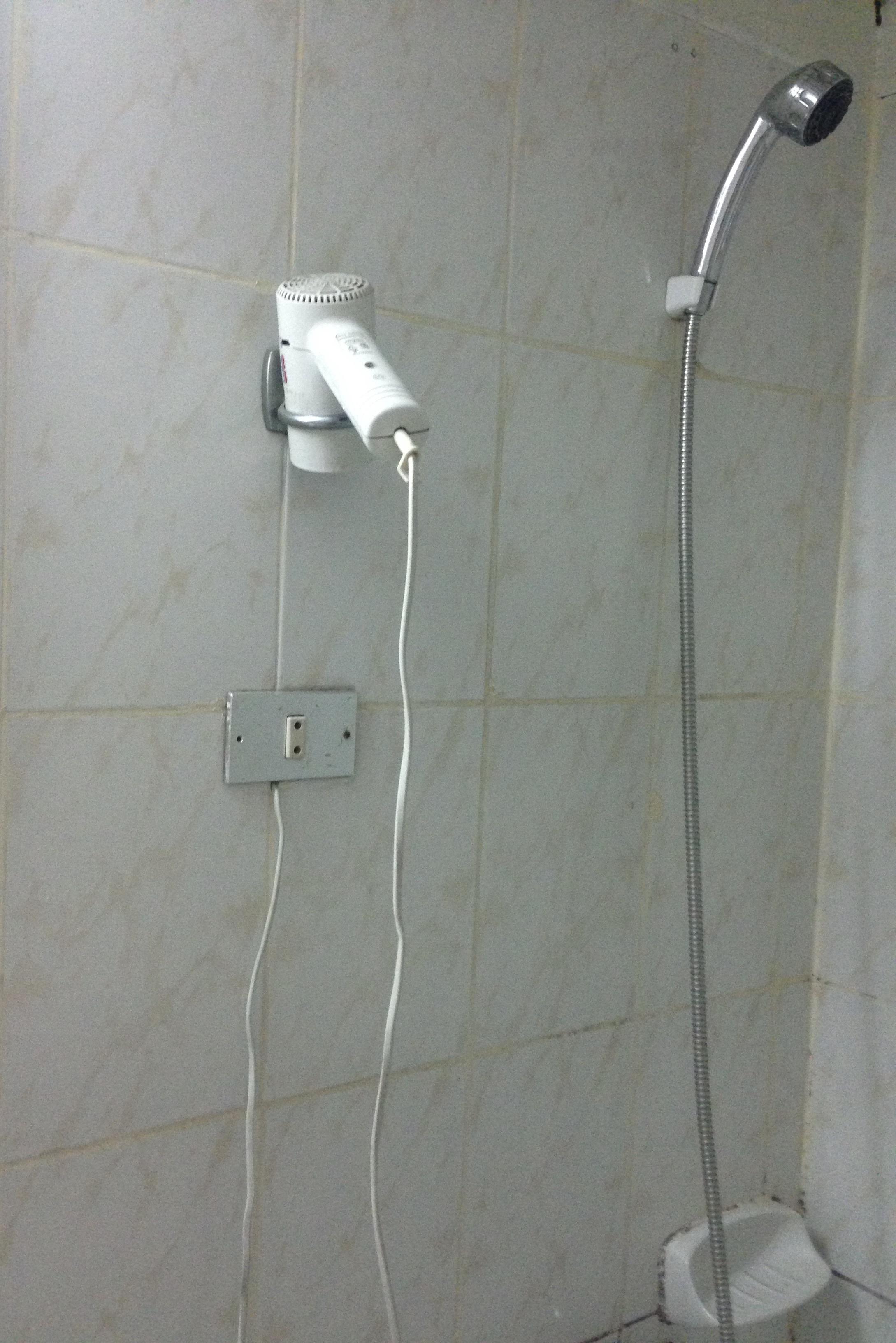 Hair dryer and shower combo in Cairo hotel