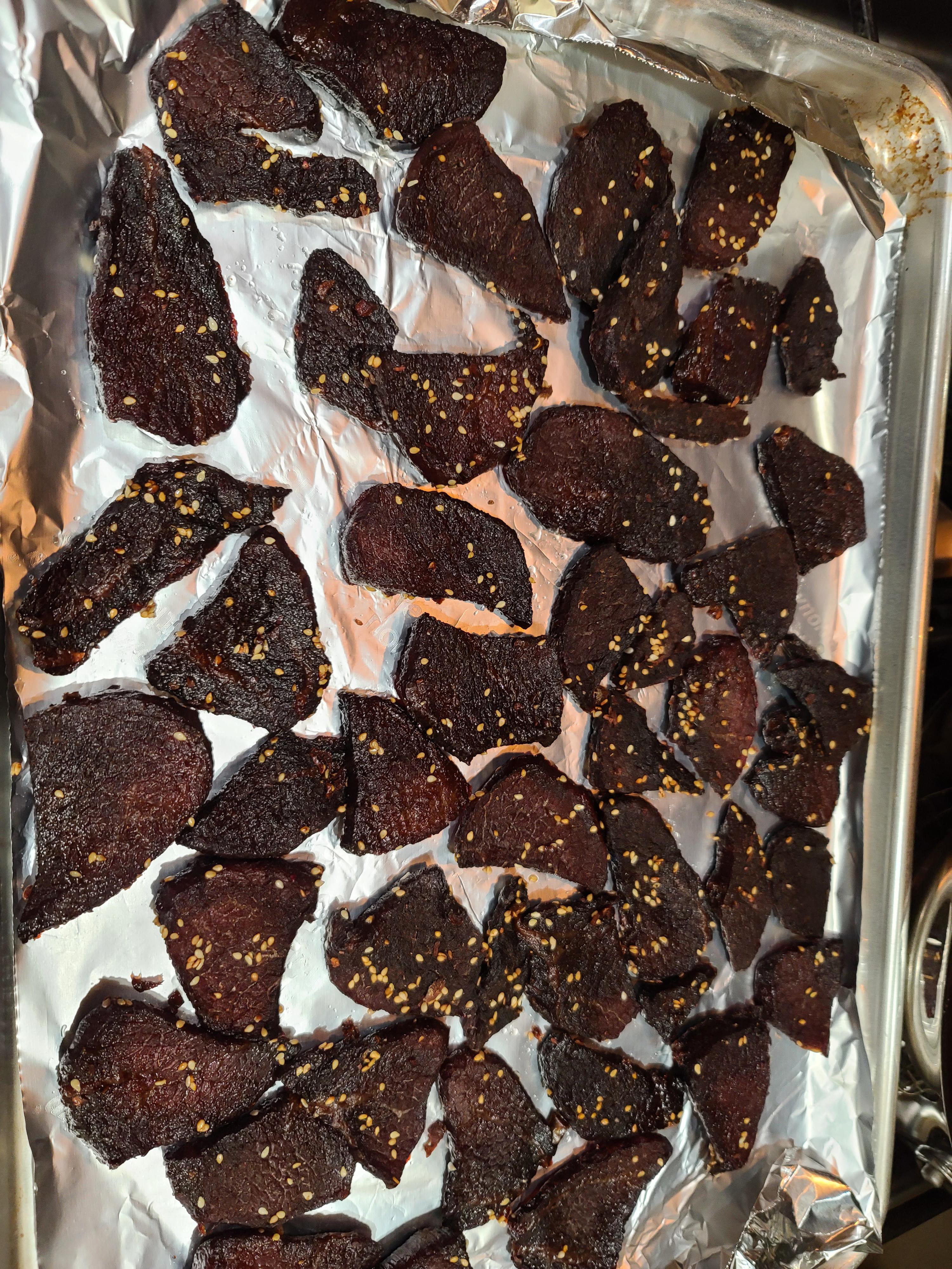 Homemade spicy teriyaki marinated jerky r/jerky