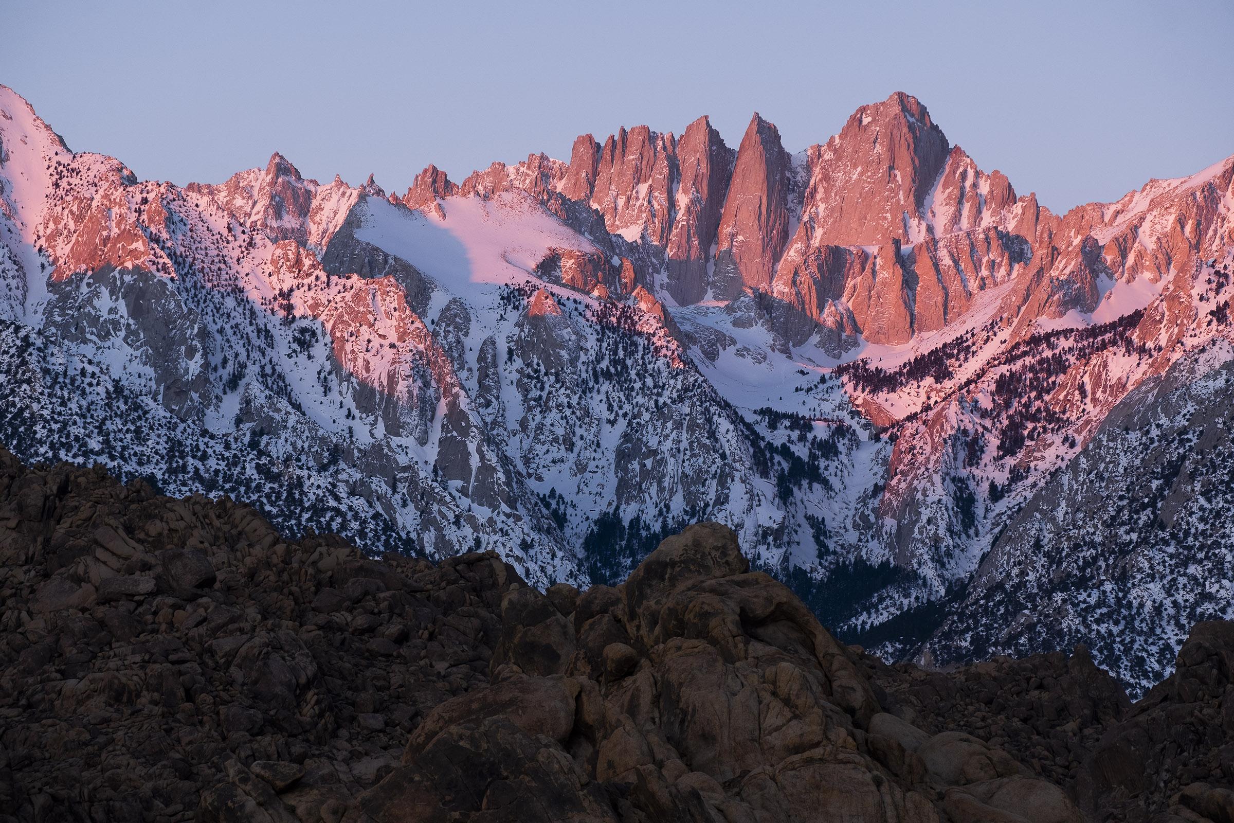 Mt. Whitney Alpenglow, Eastern Sierra Nevada Mountains, California