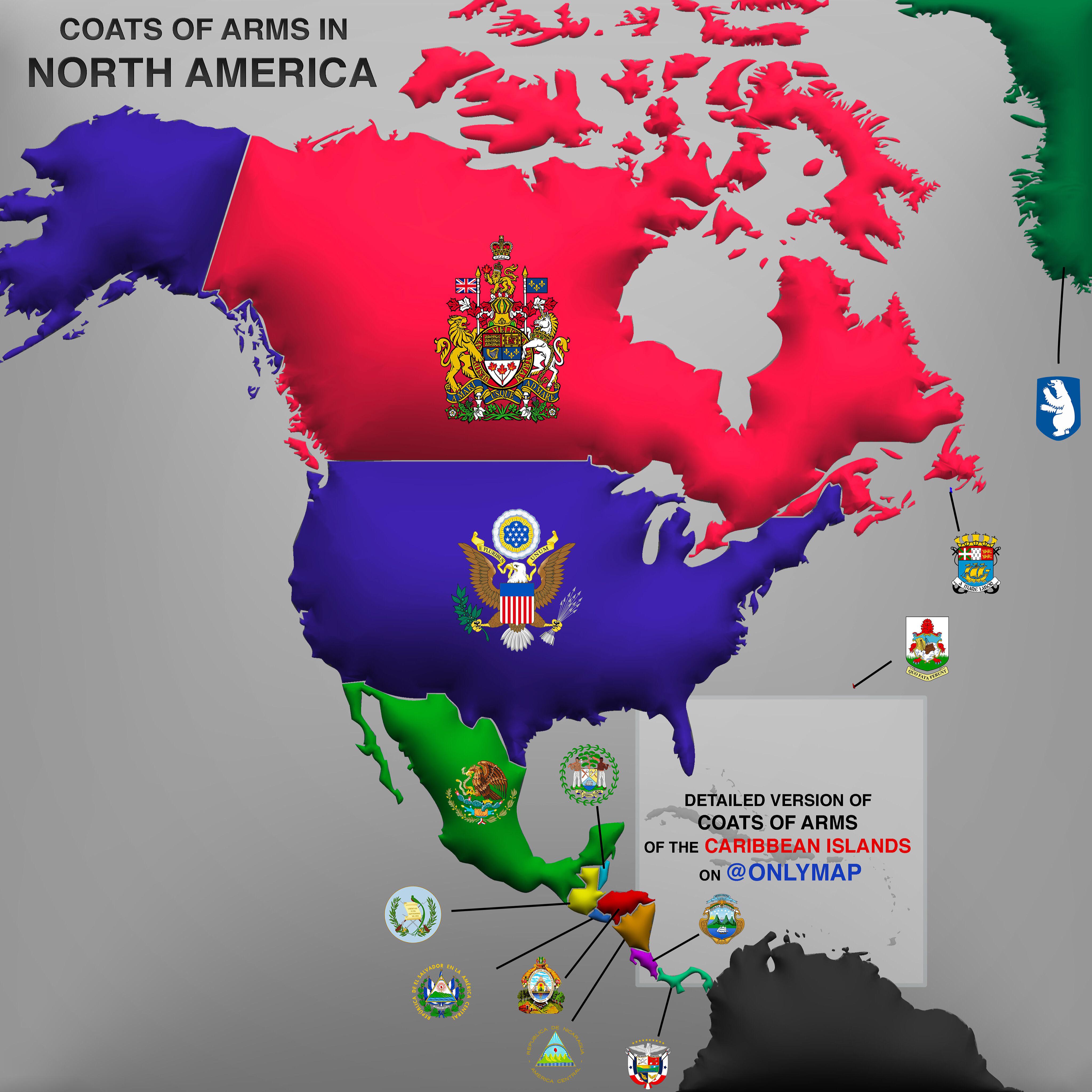 Coats of arms in North America r/MapPorn
