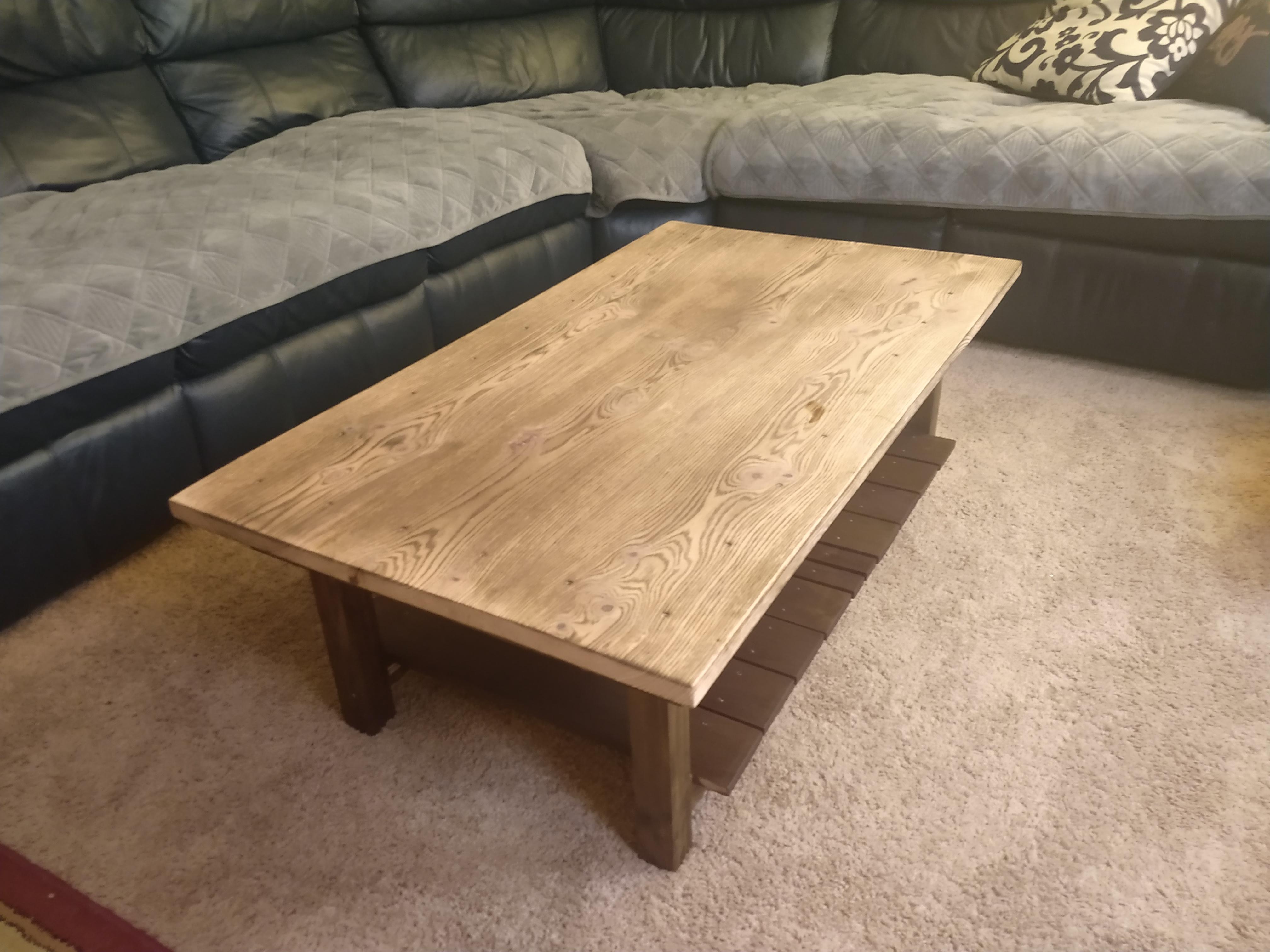 My first attempt at shou sugi ban. White oak top with black walnut slat