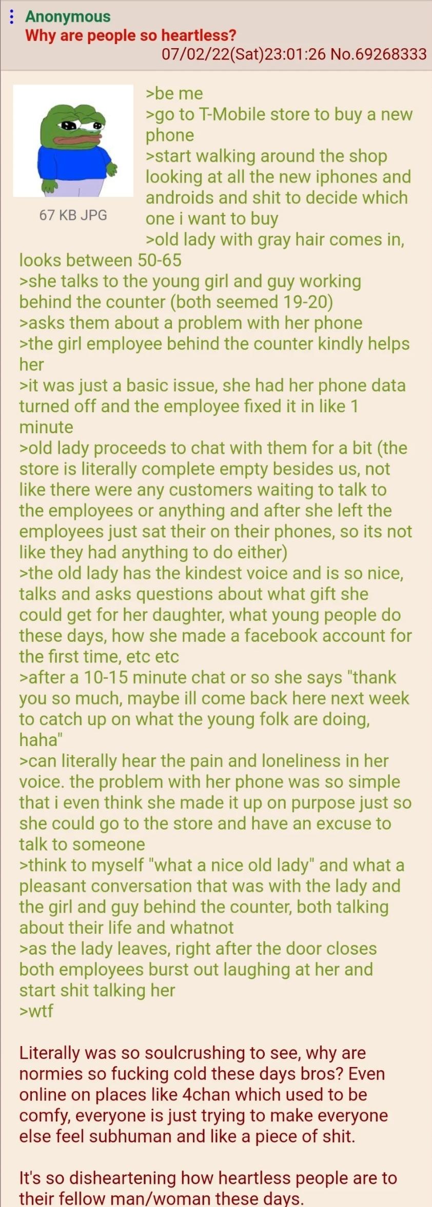 Anon is sad r/greentext