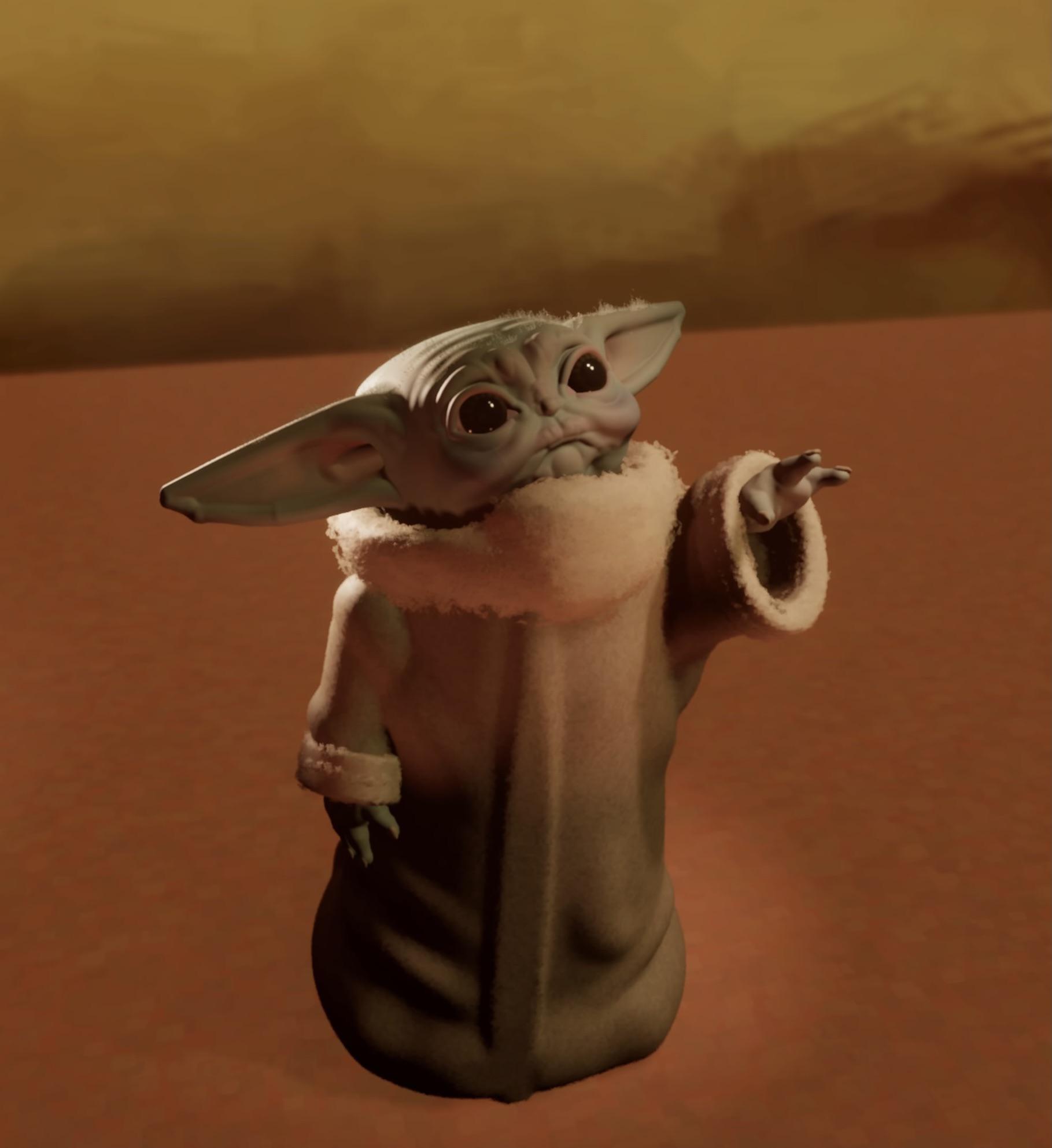 My first version of The Child/ Baby yoda sculpture, looking to re do