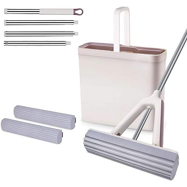 [Amazon] Sponge Mop and Bucket Set with 2 Pcs Self Cleaning & Super