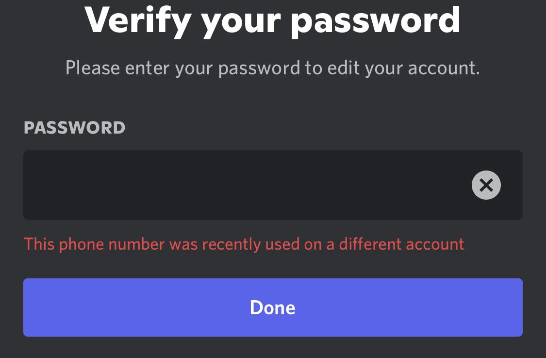 I’m trying to verify my password to get into my discord and it says