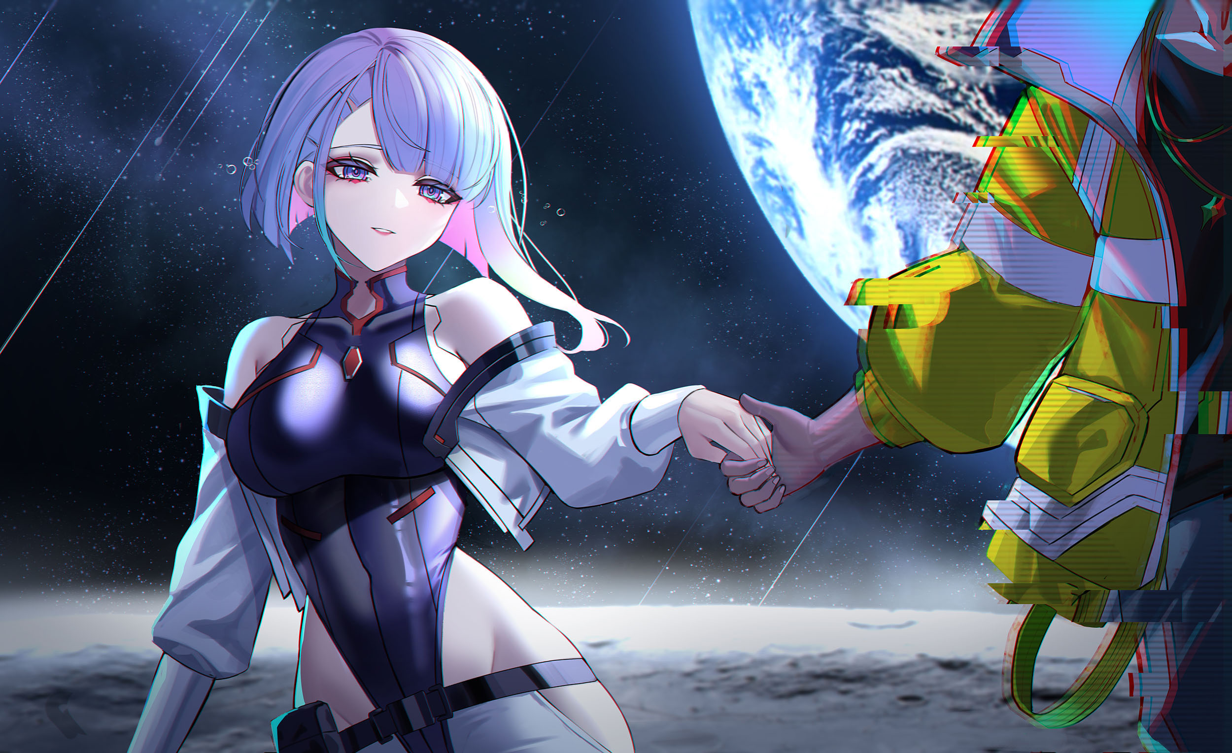 Lucy and David on the moon (Cyberpunk Edgerunner)[2500x1529] r