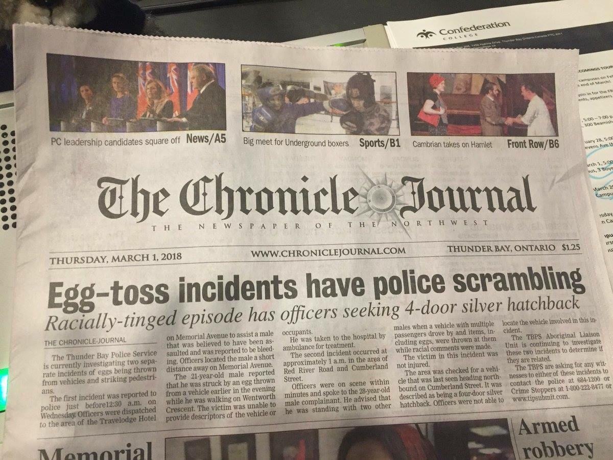 Thunder Bay, Ontario’s daily newspaper attempts to make light of