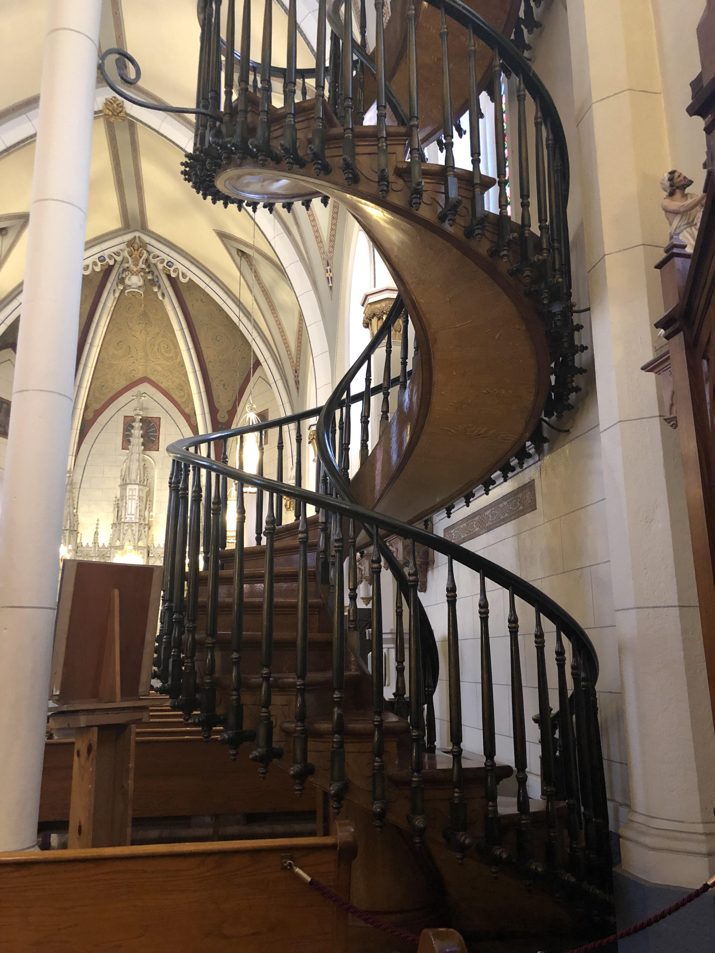 Miraculous spiral staircase in Loretto Chapel, Santa Fe. No central