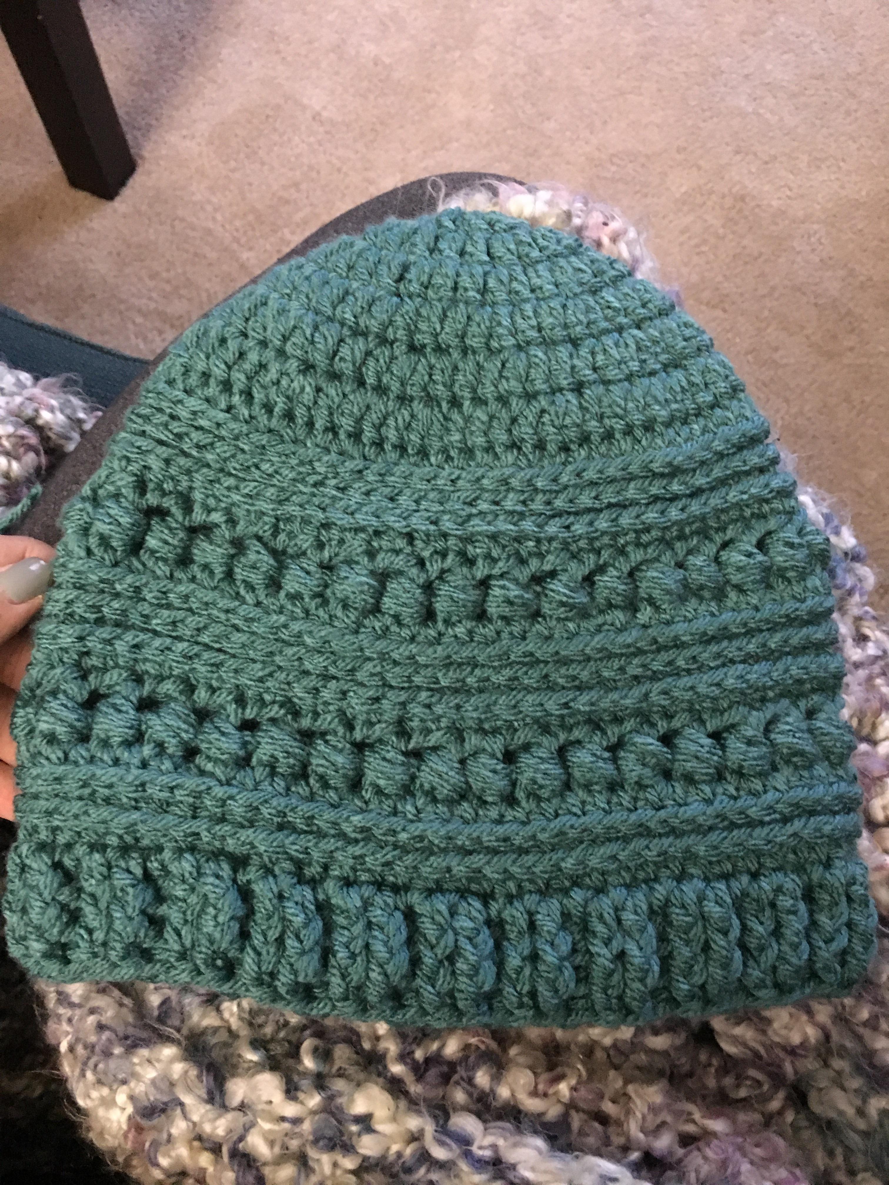 Bean stitch hat! Not my pattern but can’t remember the name of the