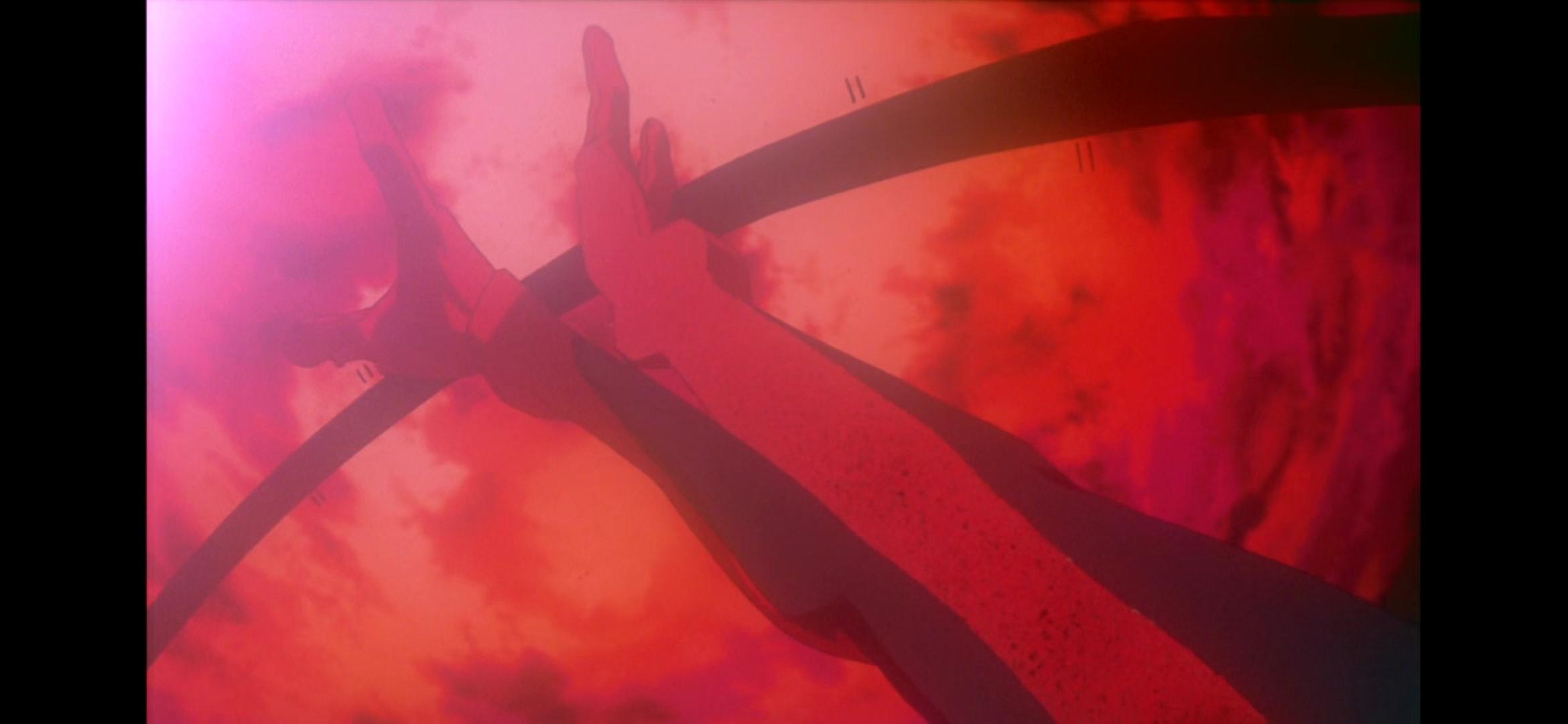Why is Asuka's arm cut in half too? Because if what happens to the Eva