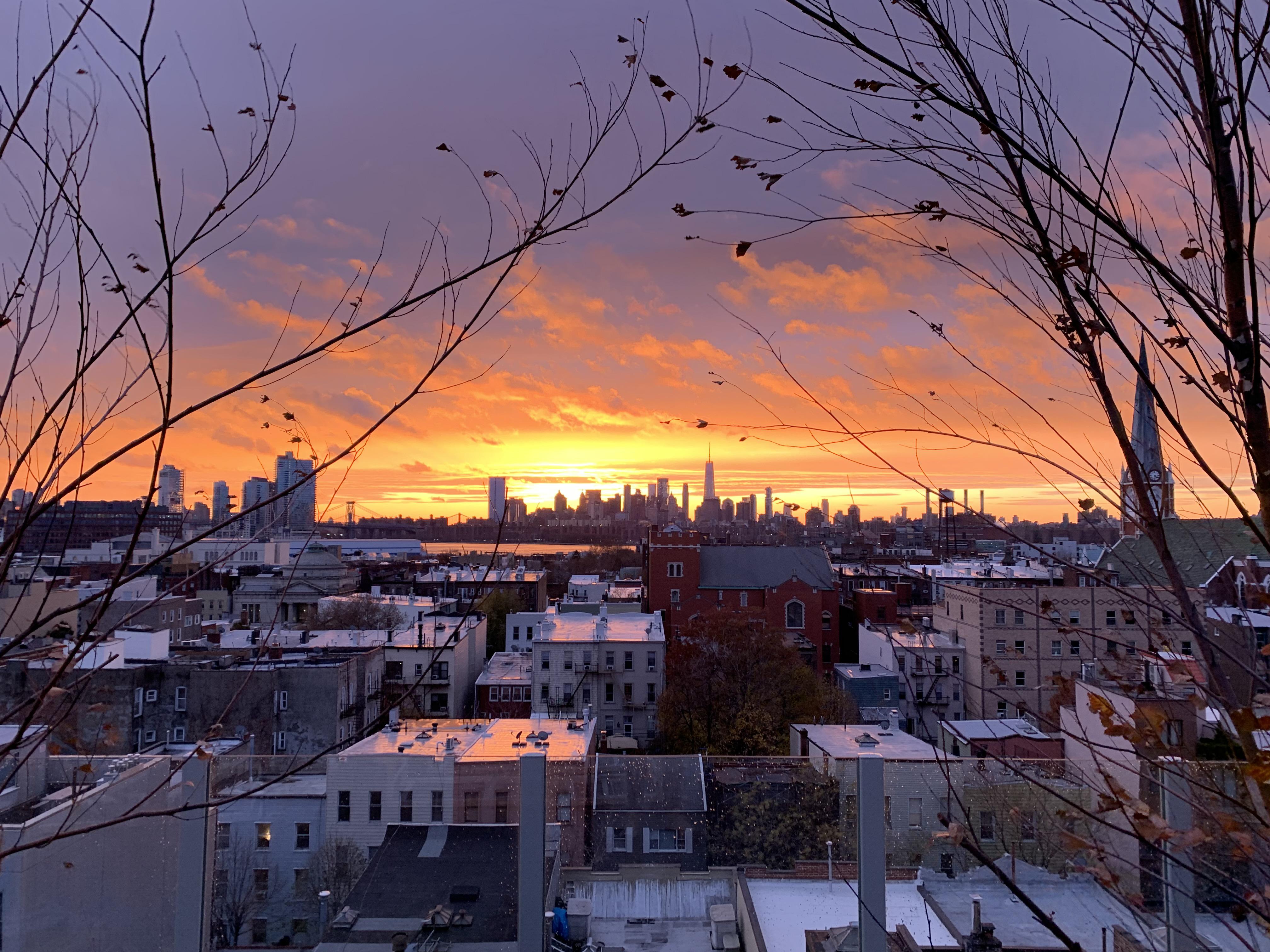 Sunset from Brooklyn looking westish on a windy, November evening r