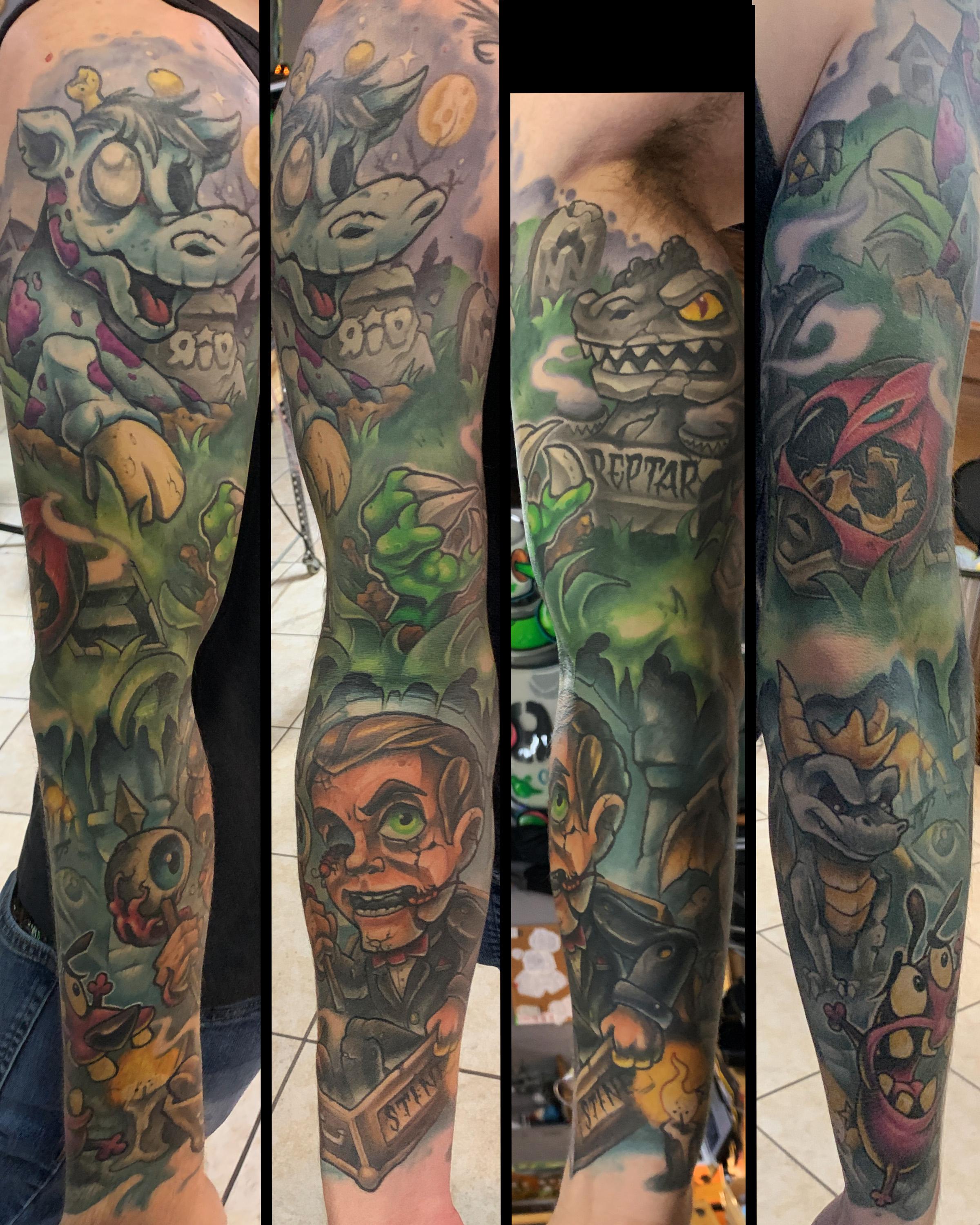 My 90's zombie/graveyard sleeve featuring some of my favorite memories