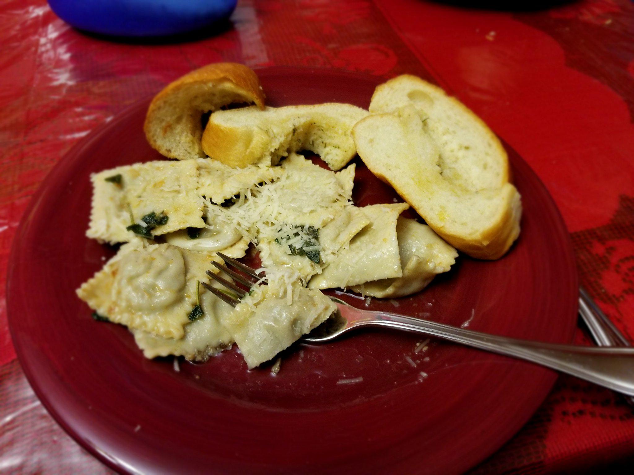 [Homemade] Three mushroom ravioli with brown butter and sage sauce r/food
