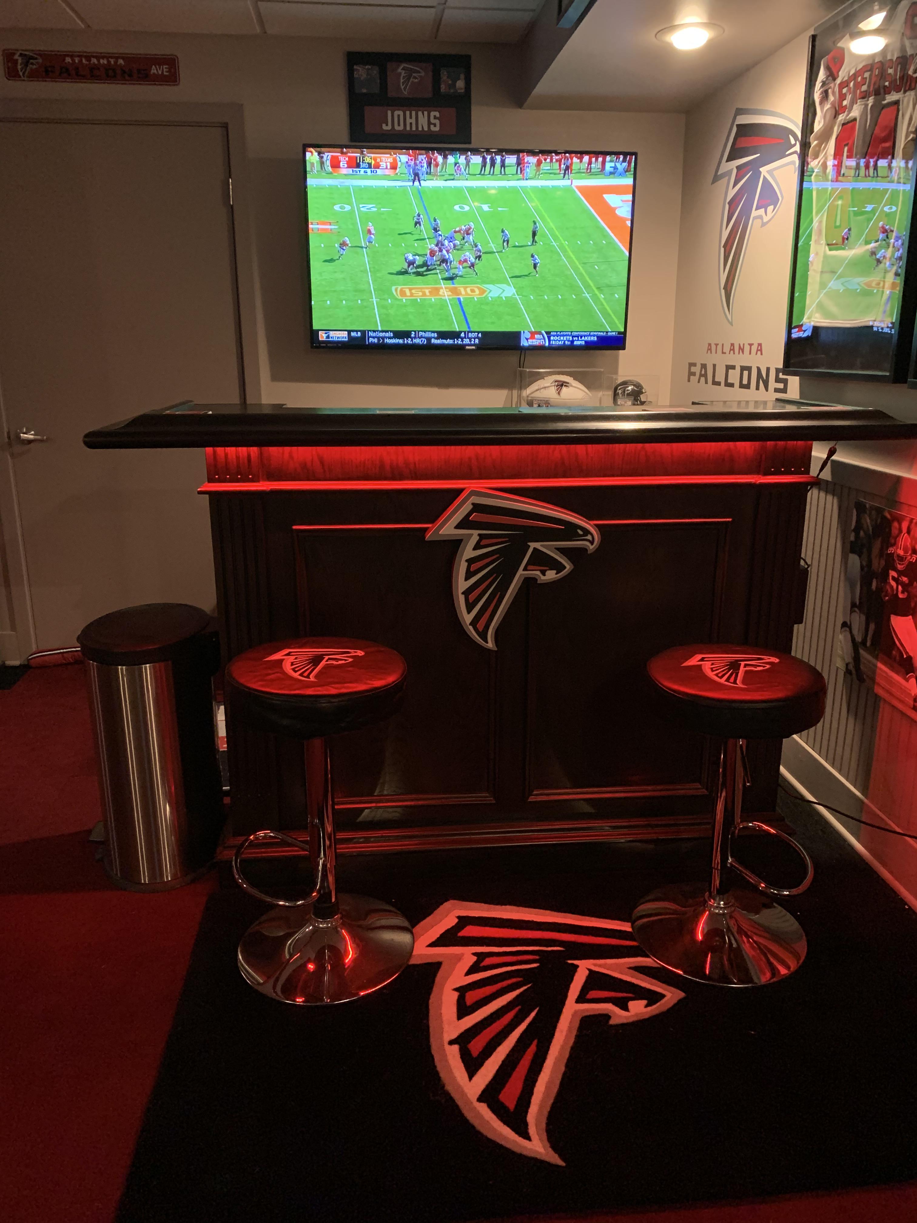 I saw a bar set up like this with the lights and loved it. I think it