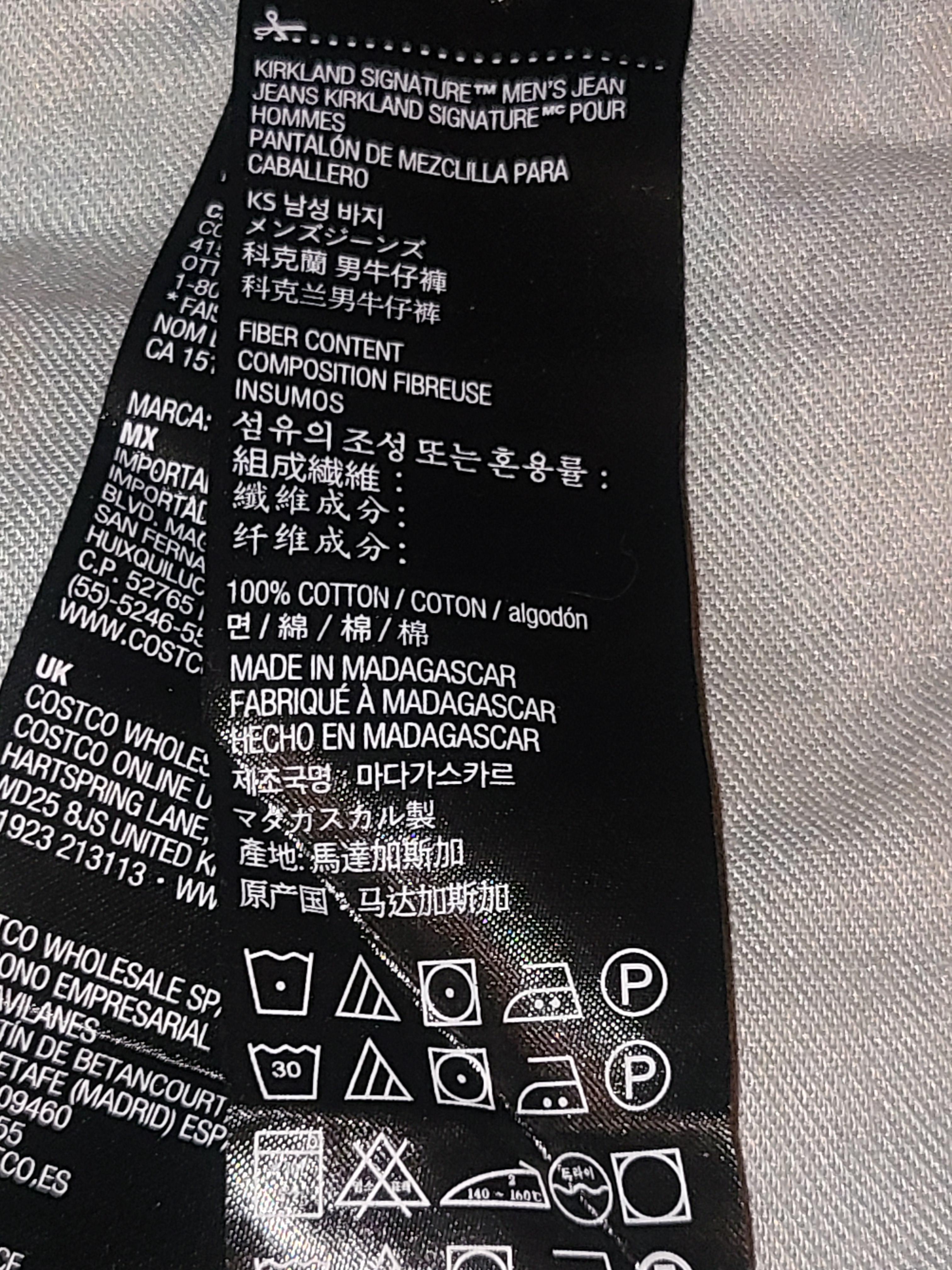 My Kirkland jeans from Costco were made in... Madagascar. r