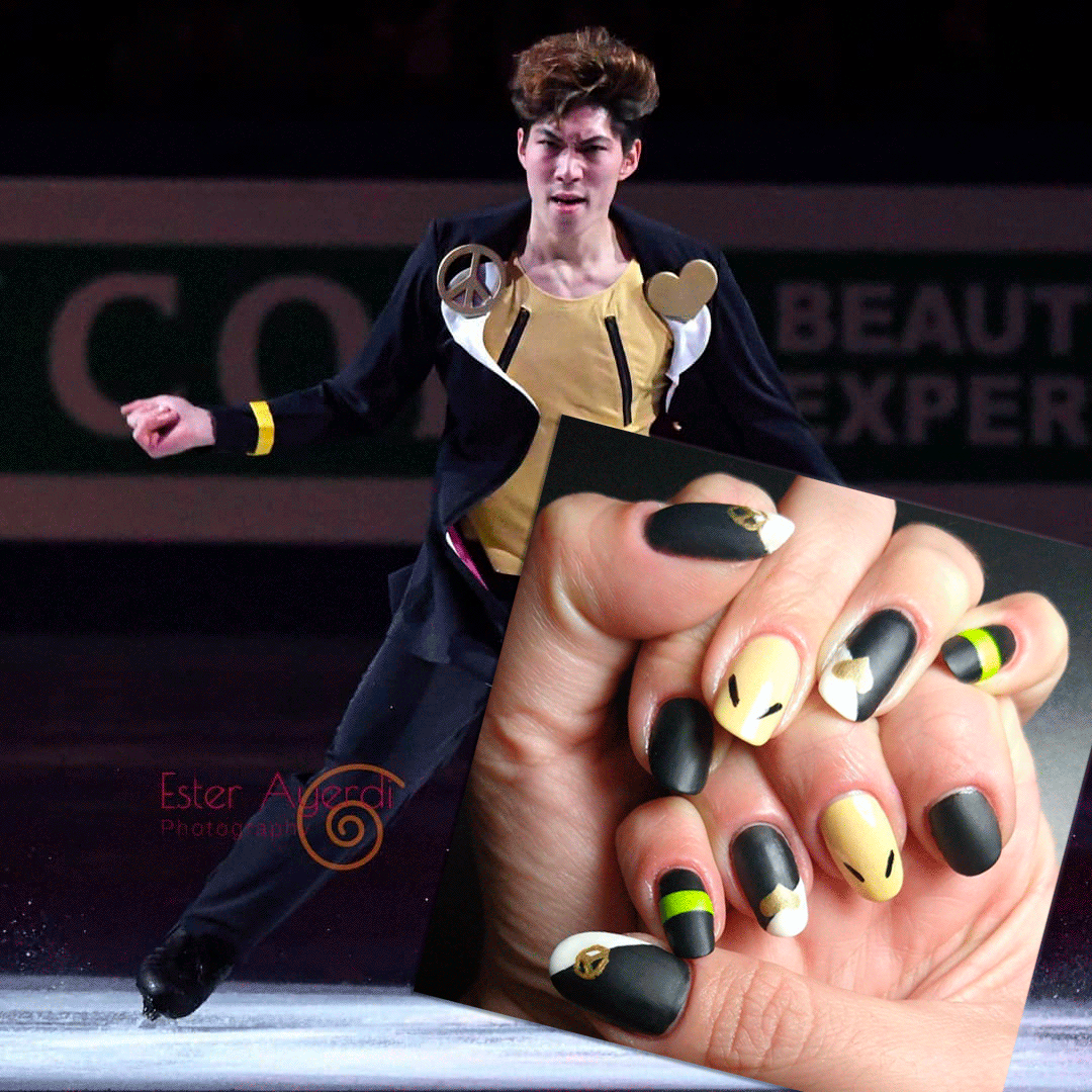 JoJo's Bizarre Adventure nail art, inspired by Keiji Tanaka's figure skating costume. r/anime