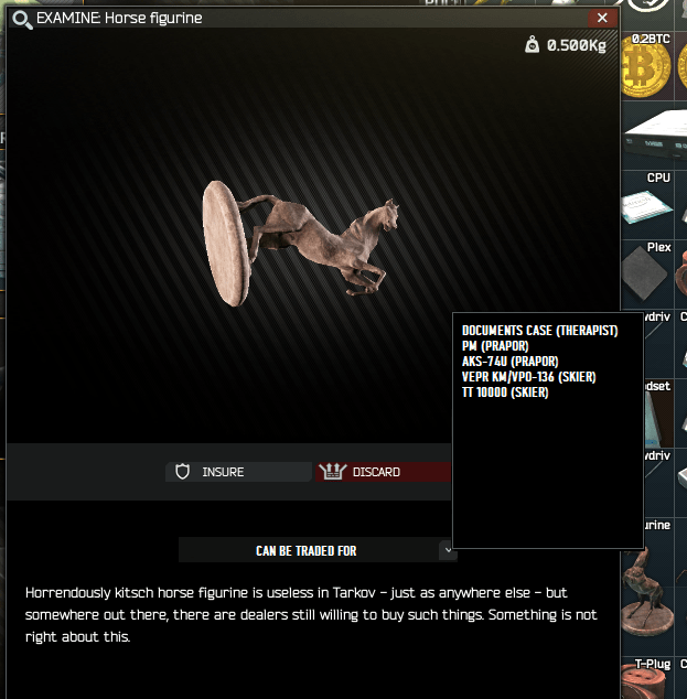 "Can be traded for" property on all barter items. r/EscapefromTarkov