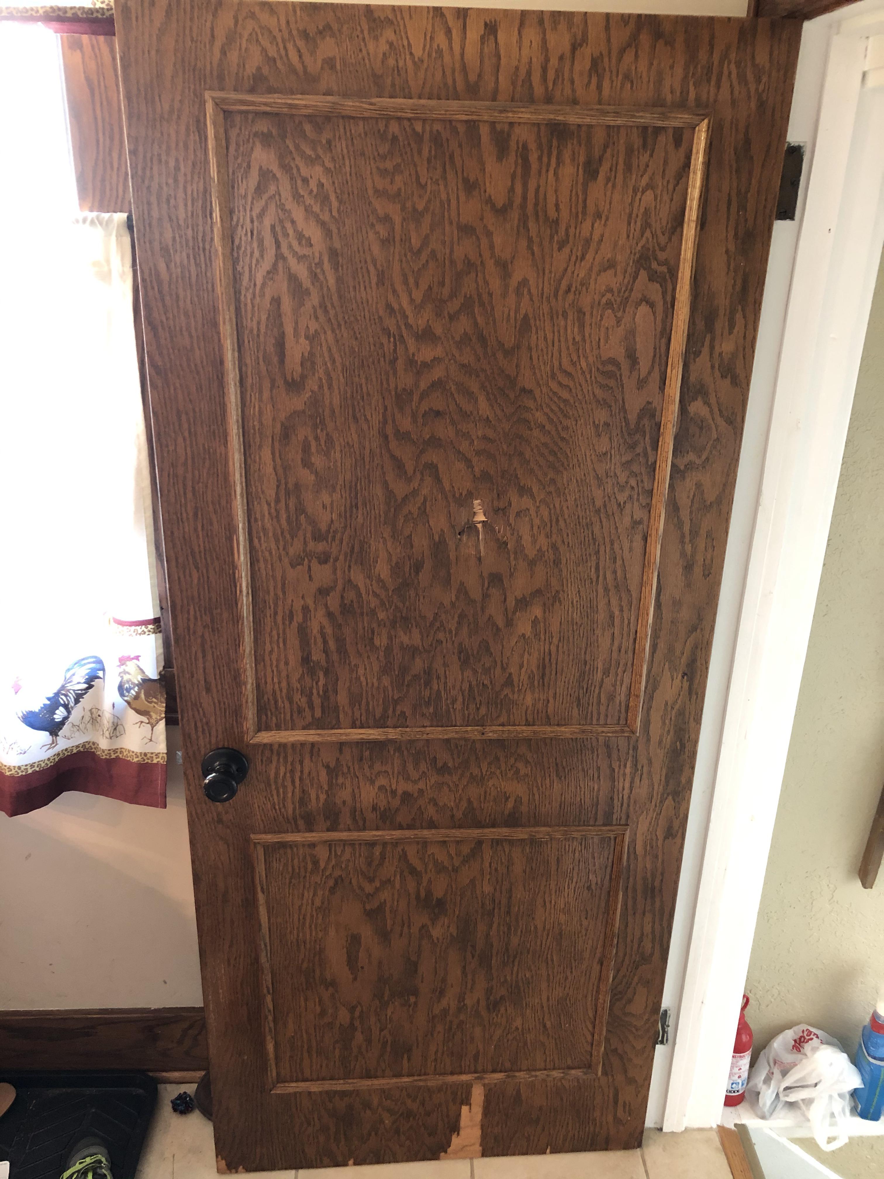 How would you fix this hollow wood door? It matches the trim of the