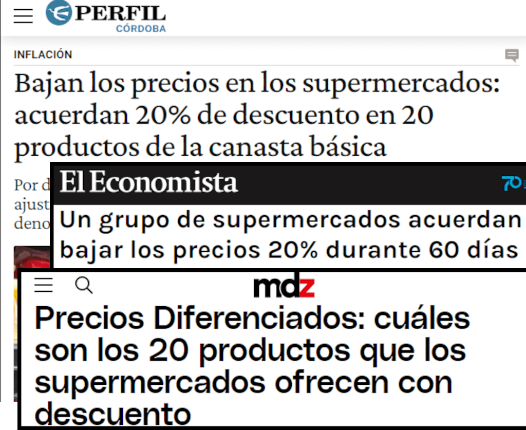 Supermarkets in Argentina reduce prices up to 20 without any