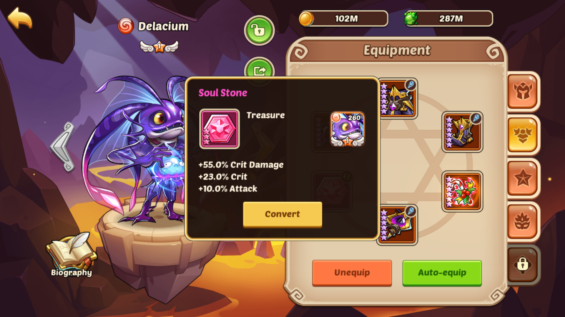 What are the best stats on stone for delacium ? r/IdleHeroes