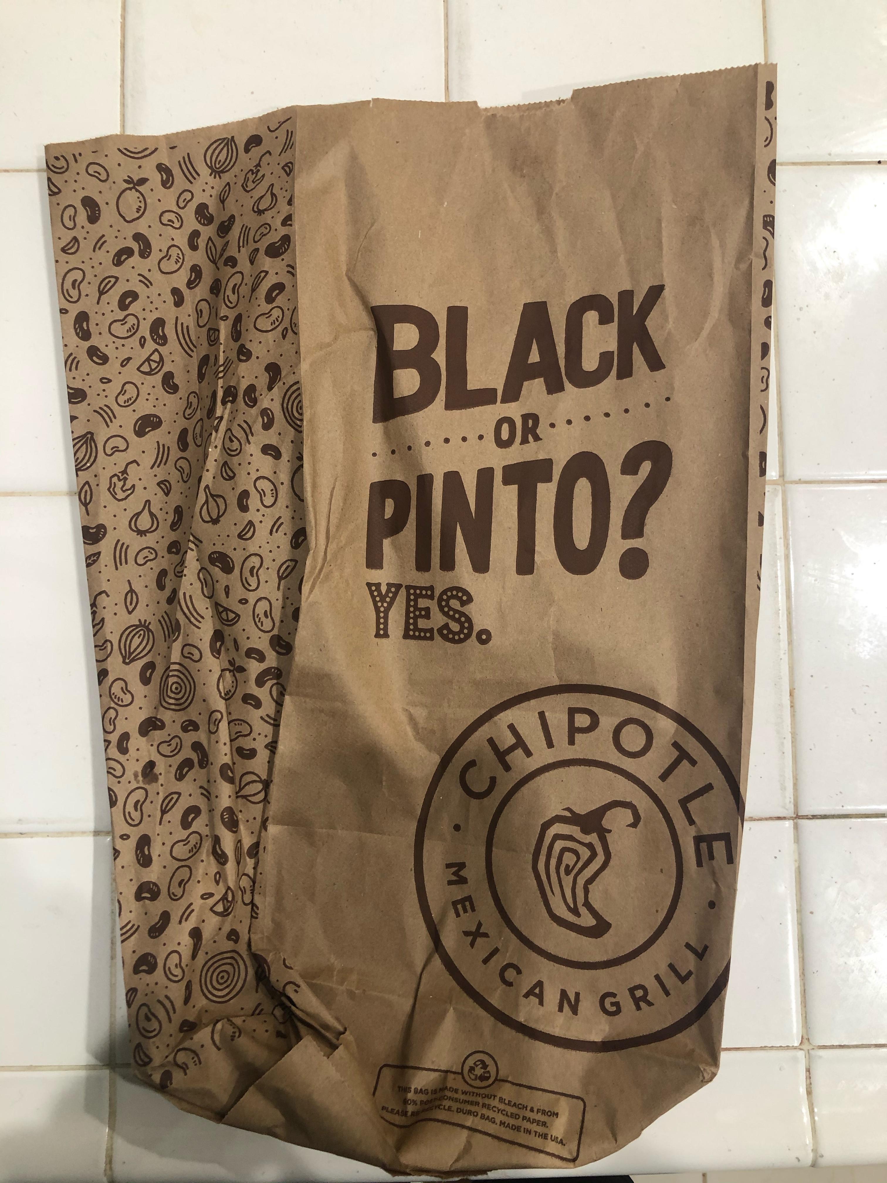 I finally found one in the wild! On a Chipotle bag. r/InclusiveOr