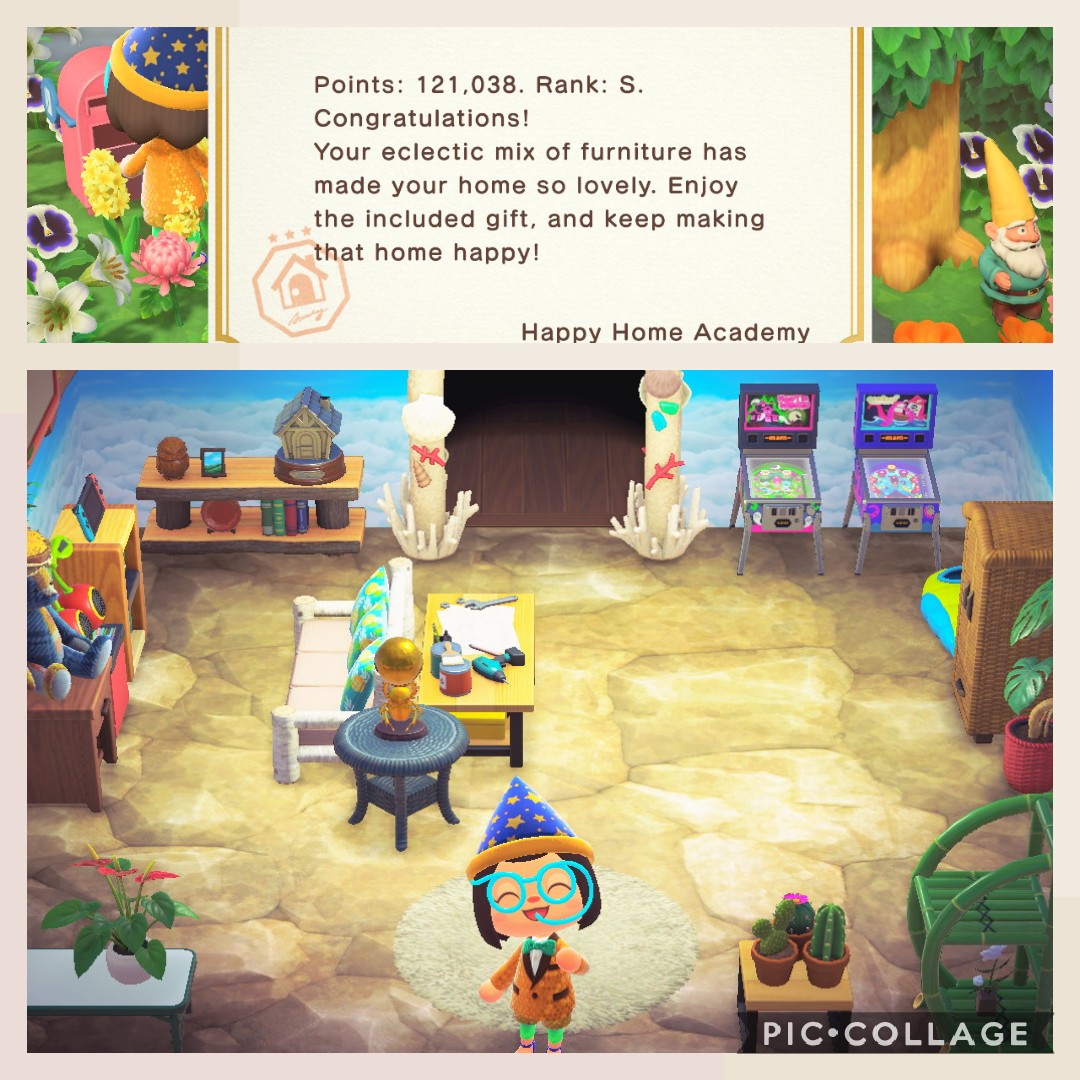 HHA "eclectic mix of furniture" Me "random crap I pulled from my