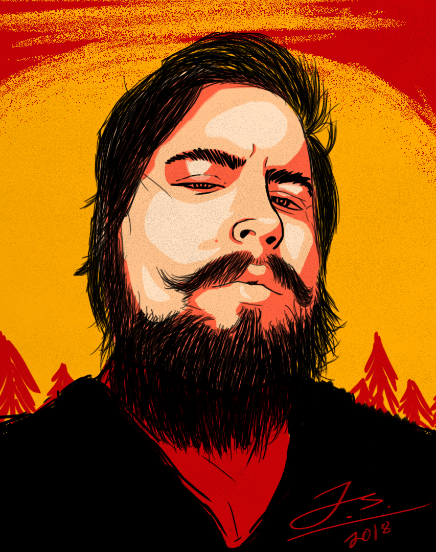 I did a self portrait in the game's art style. reddeadredemption