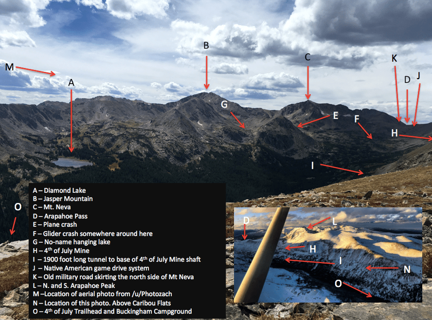 Annotated view of Arapaho Pass area r/Colorado