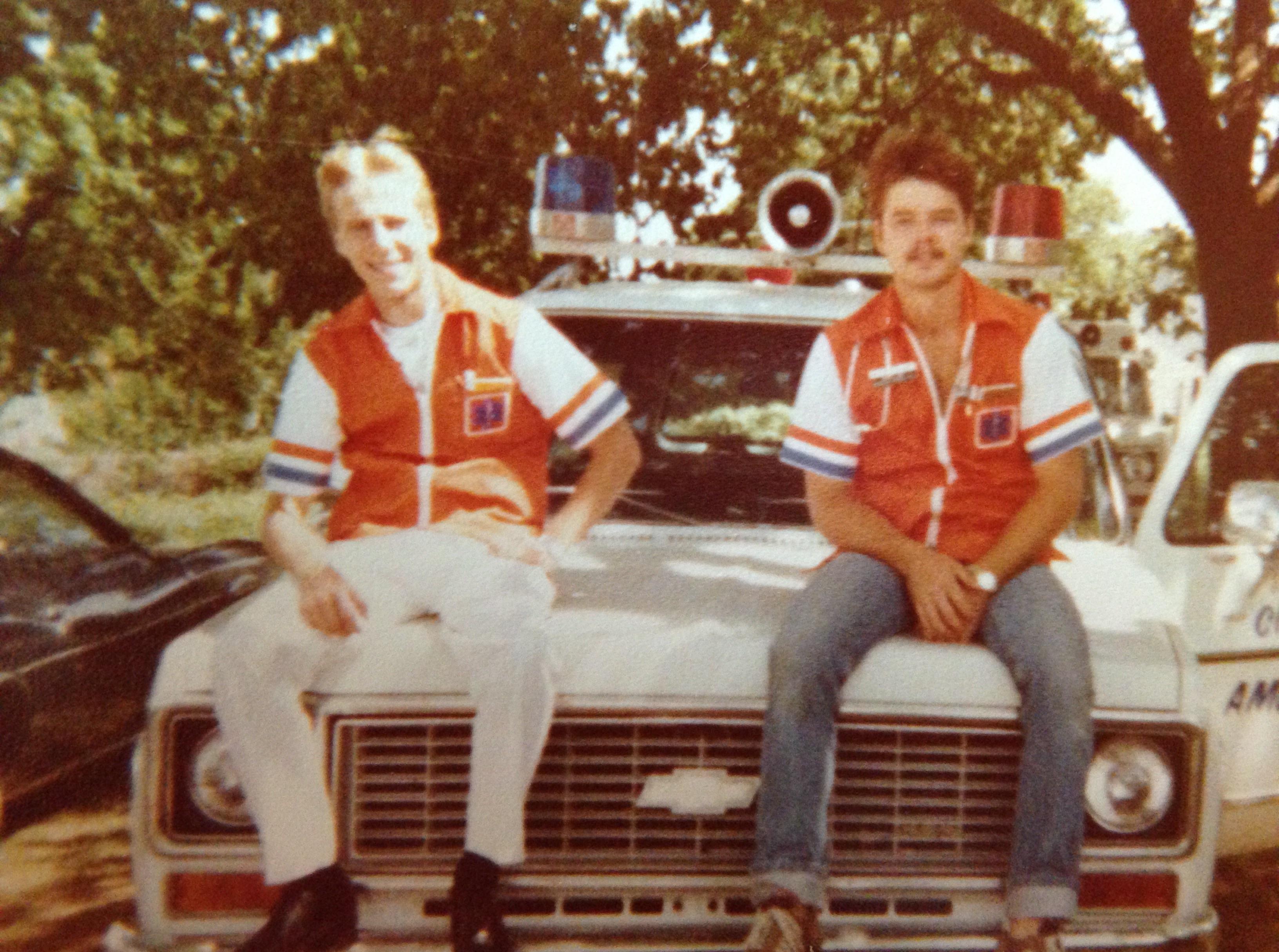 My pops (left) and his best friend chilling between ambulance runs in
