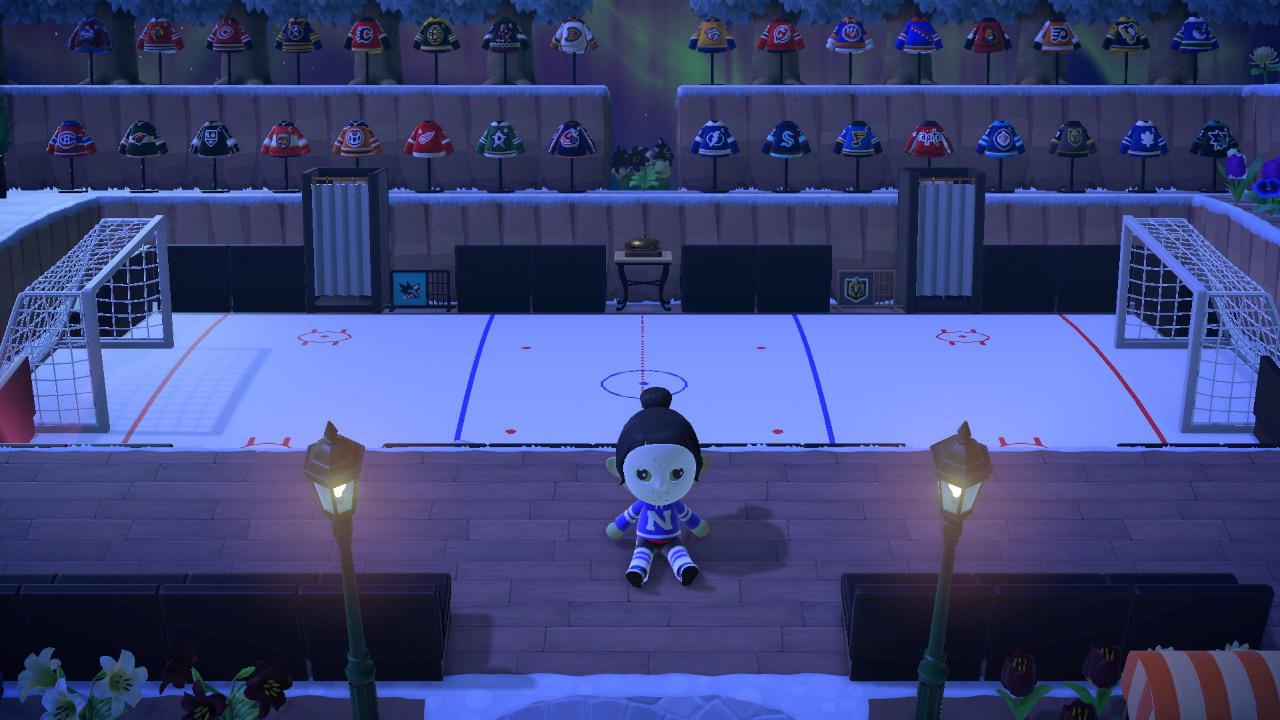 Very proud of the hockey arena I made in animal crossing. r/hockey