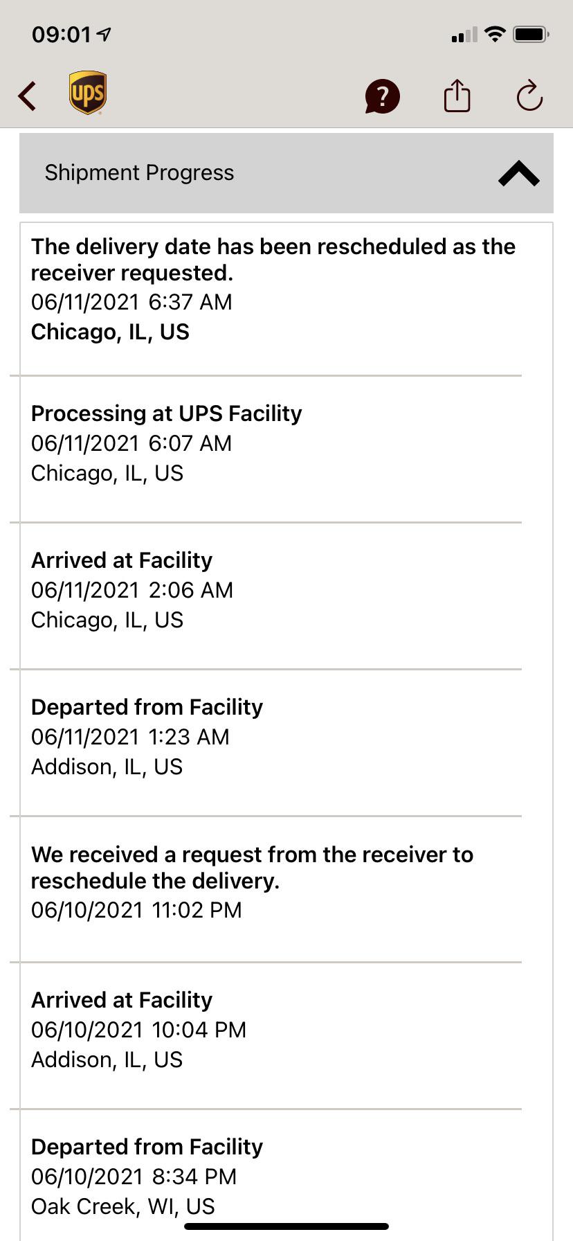 “The delivery date has been rescheduled as the receiver requested.” BUT