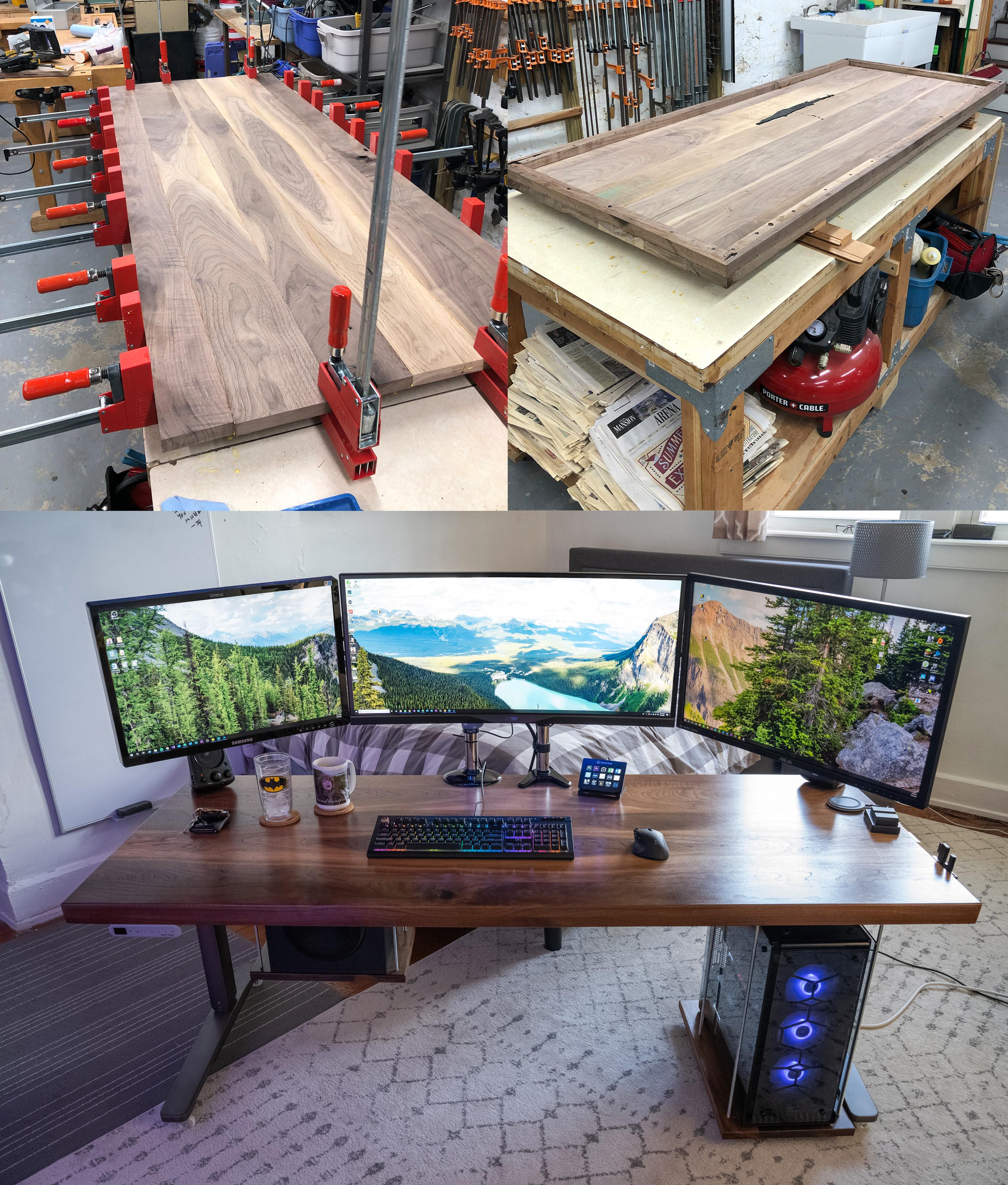 I was tired of my Ikea desk, so I made my own out of walnut It's on a