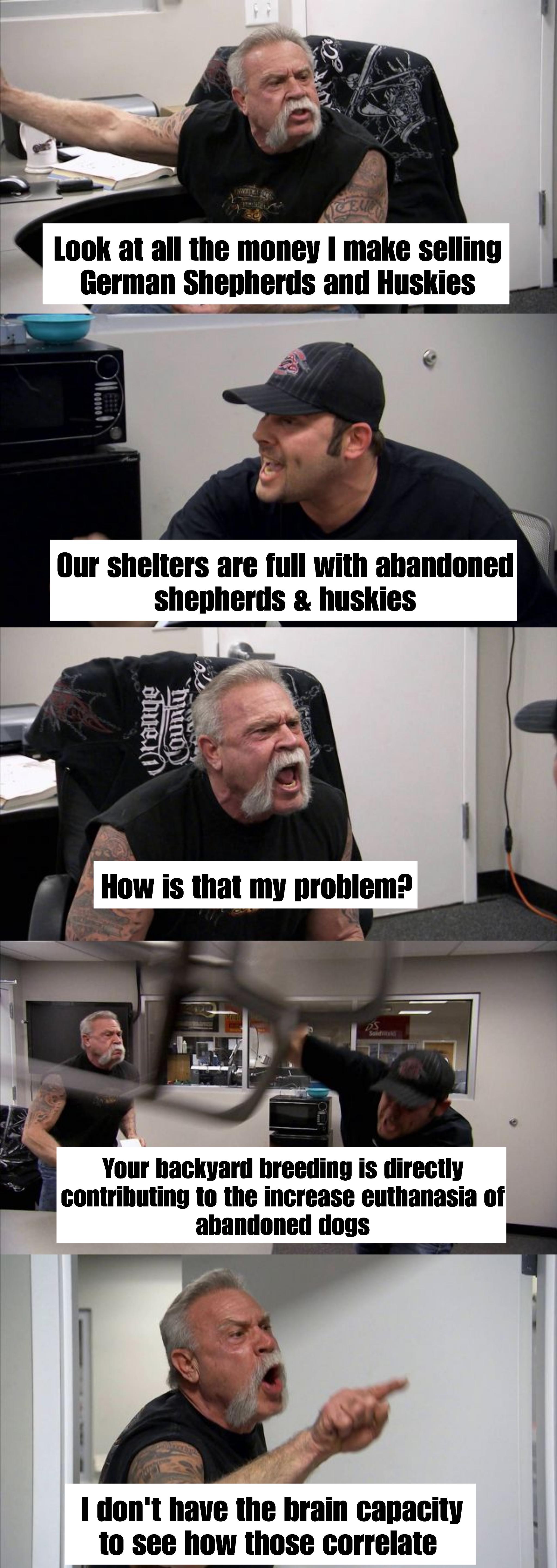 I made a meme because I'm so frustrated with backyard breeders in my