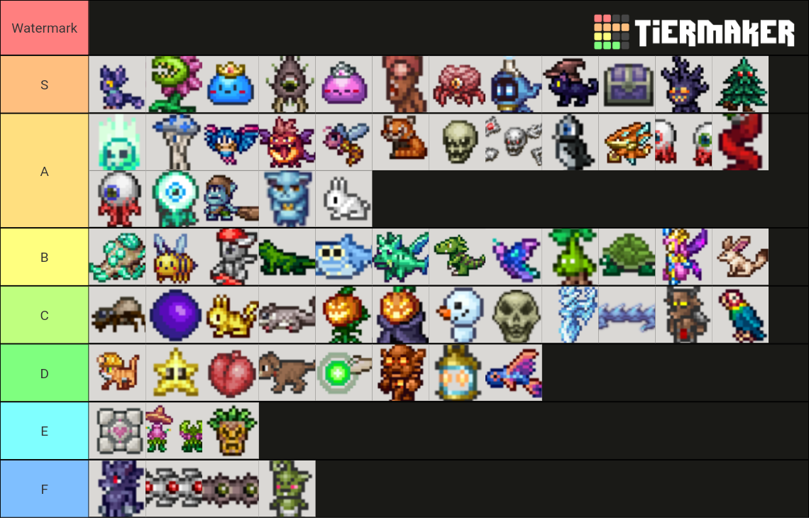 My Terraria pets tier list because someone posted one and I thought i
