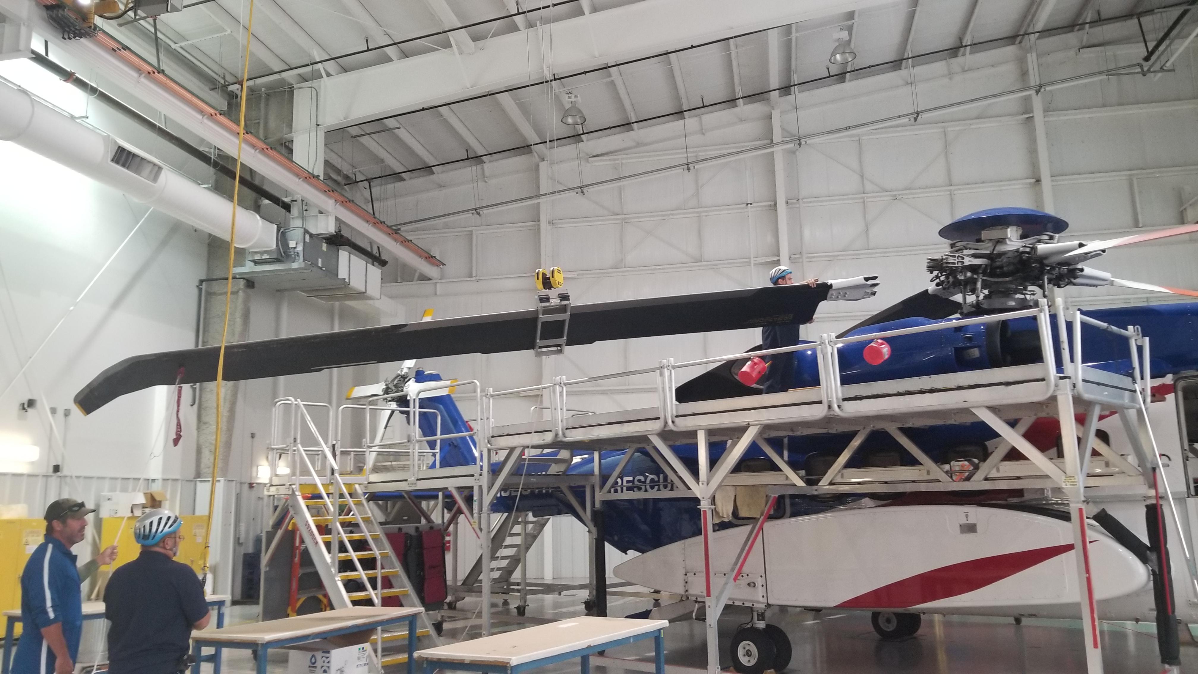 Rolled into the shop but couldn't fly out. S92 main rotor blade