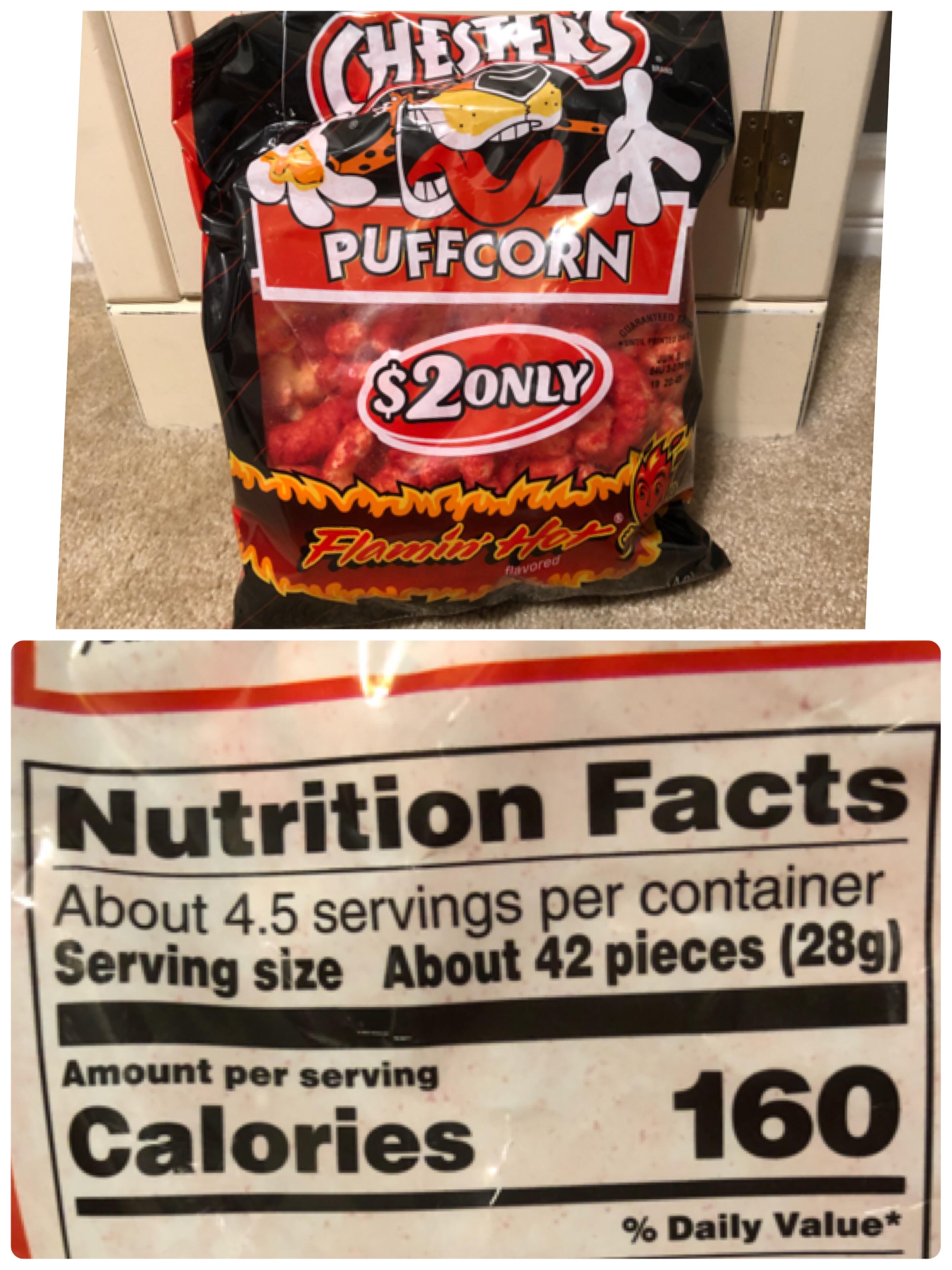 Hot Cheetos Puffs Nutrition Facts