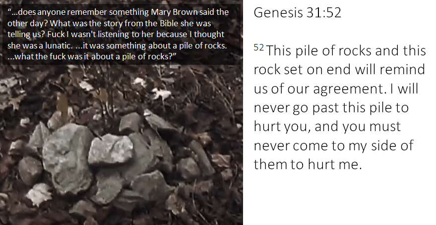 In The Blair Witch Project (1999) Heather comes across some piles of