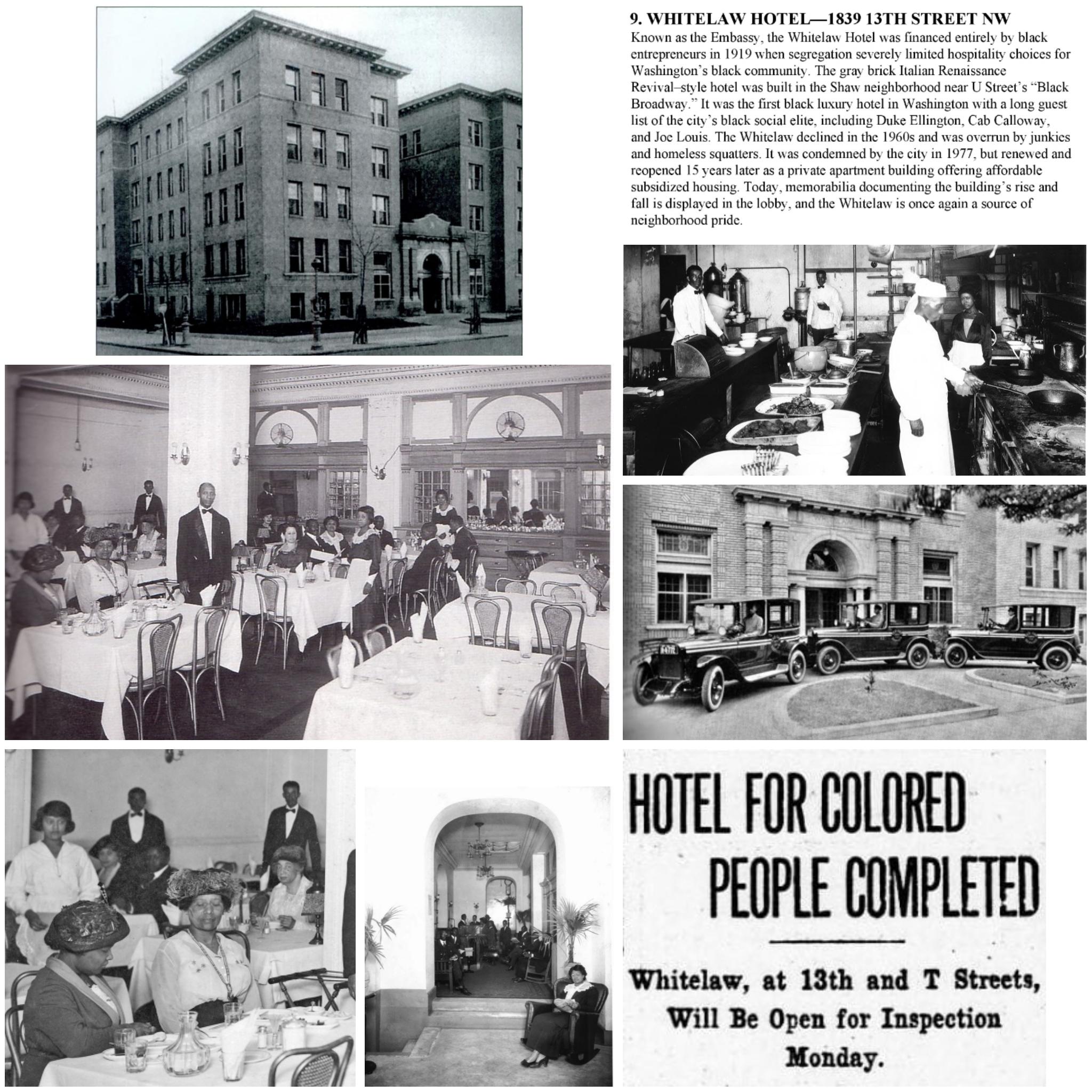 Inside Washington's historic Whitelaw Hotel during it's golden age. Est