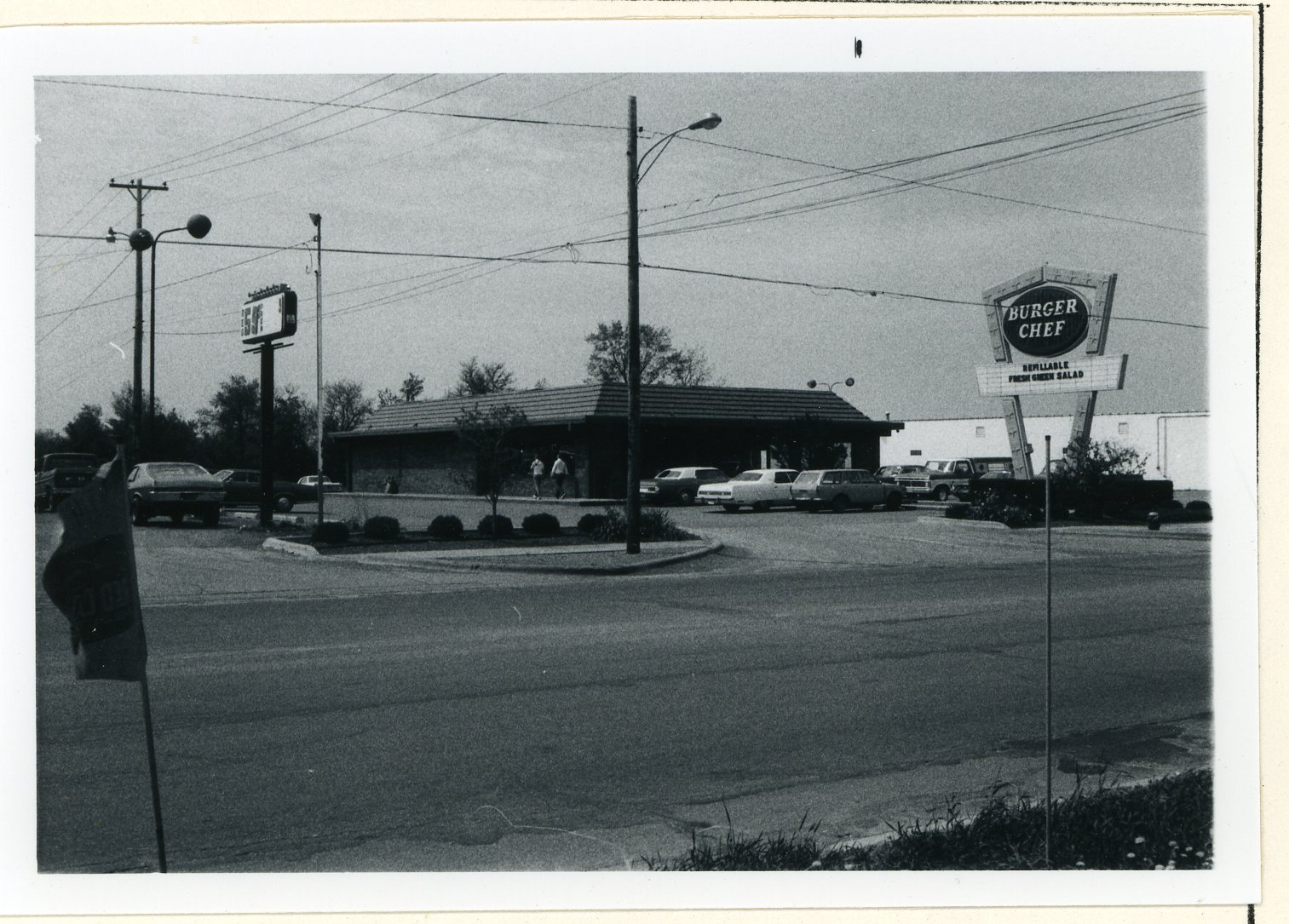 Burger Chef restaurant in Coldwater, Michigan; May 1, 1977. The building still stands and