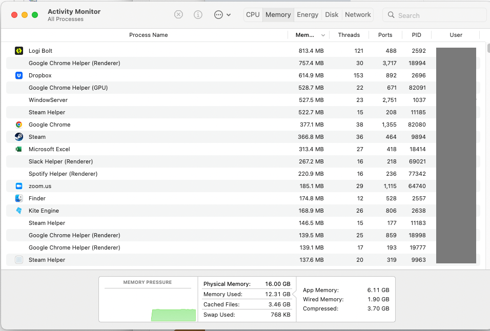 'Logi Bolt' using nearly 1gig of RAM on my MacBook Pro 16'' r/logitech