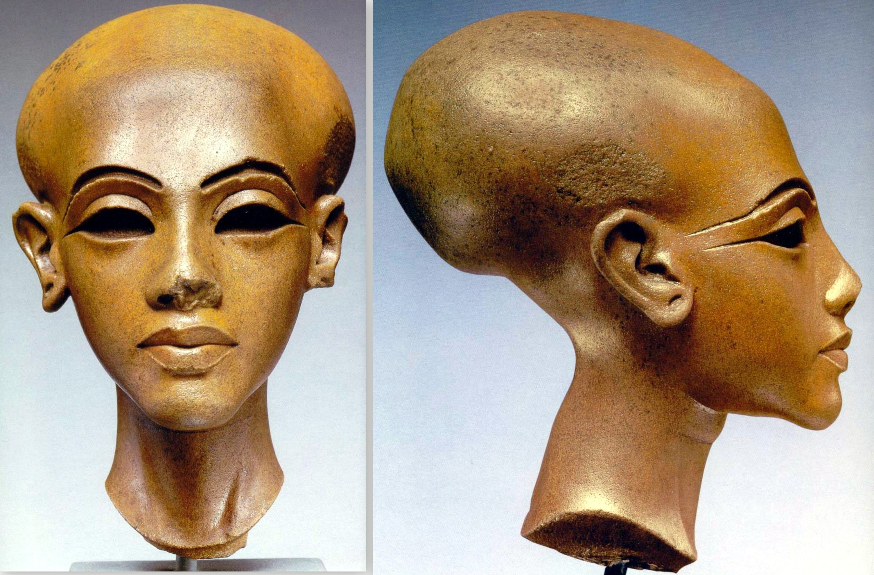 A limestone portrait head of one of the daughters of Akhenaton and