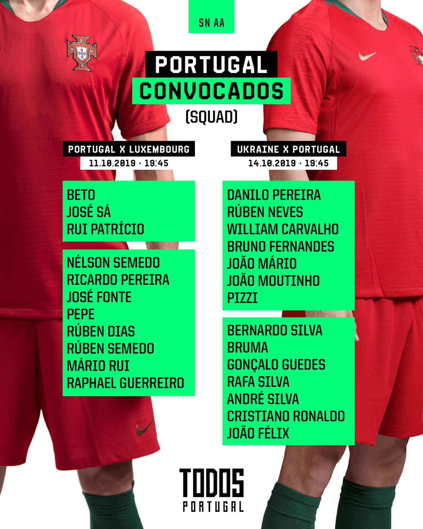 Portugal NT squad soccer
