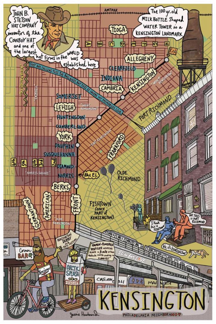 Map of Kensington, Philadelphia a positive take on the neighborhood