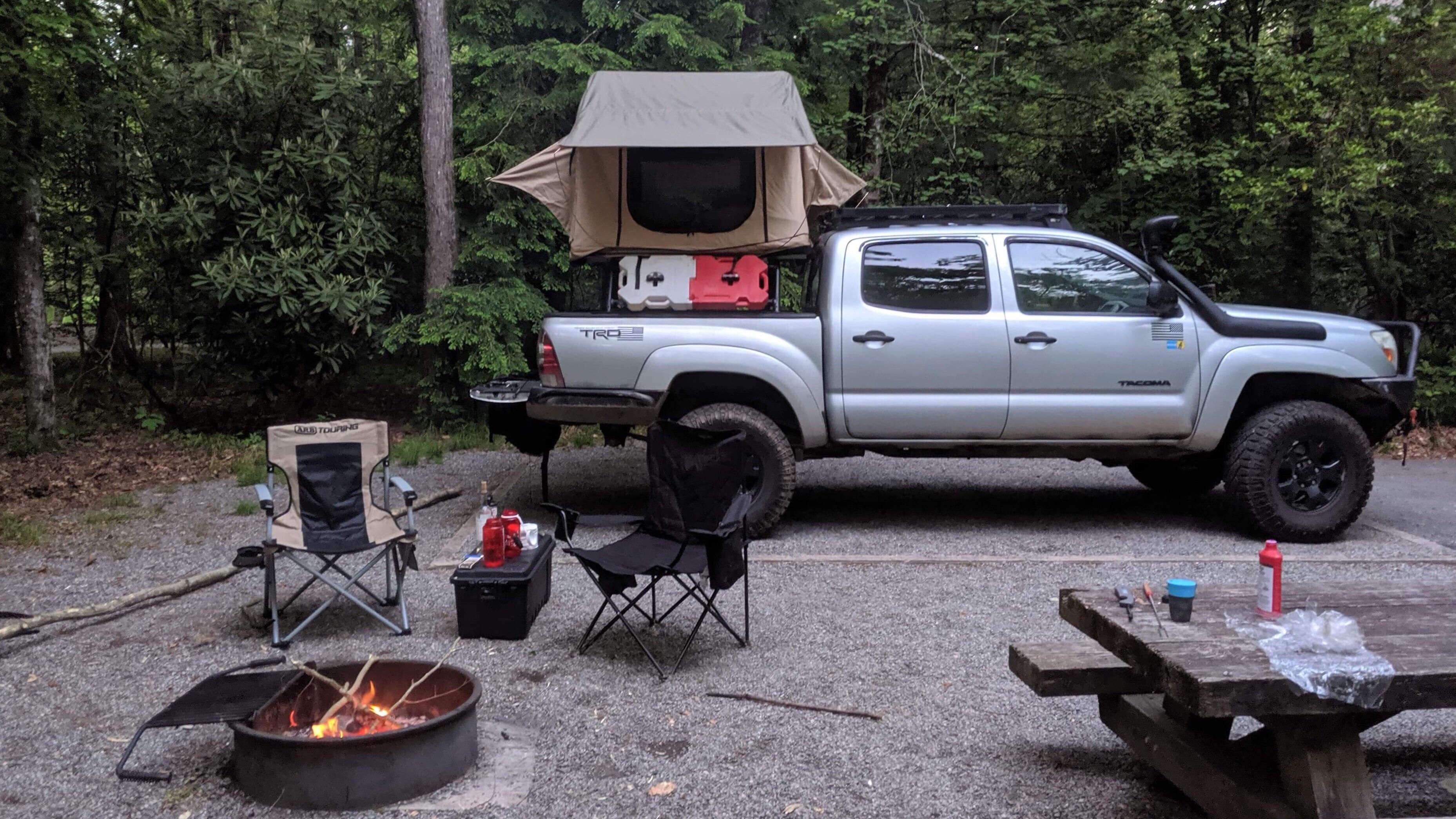 Roof Top Tent in Pisgah National Forest, NC camping