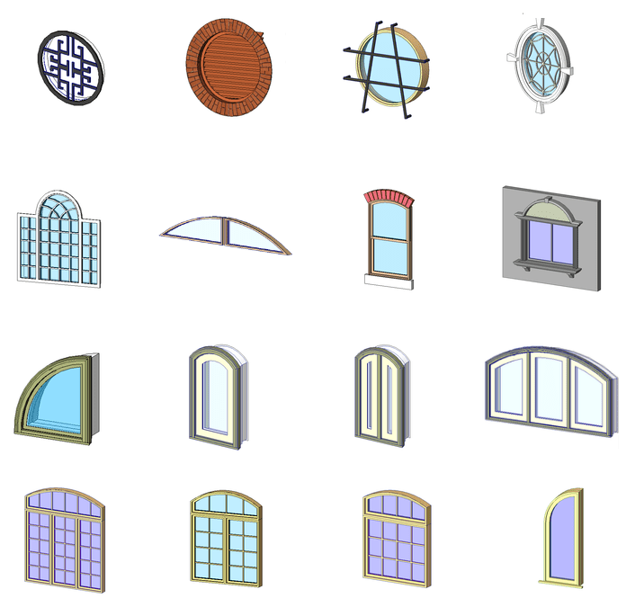 60 Revit round and arched window families. (link in the comments) r