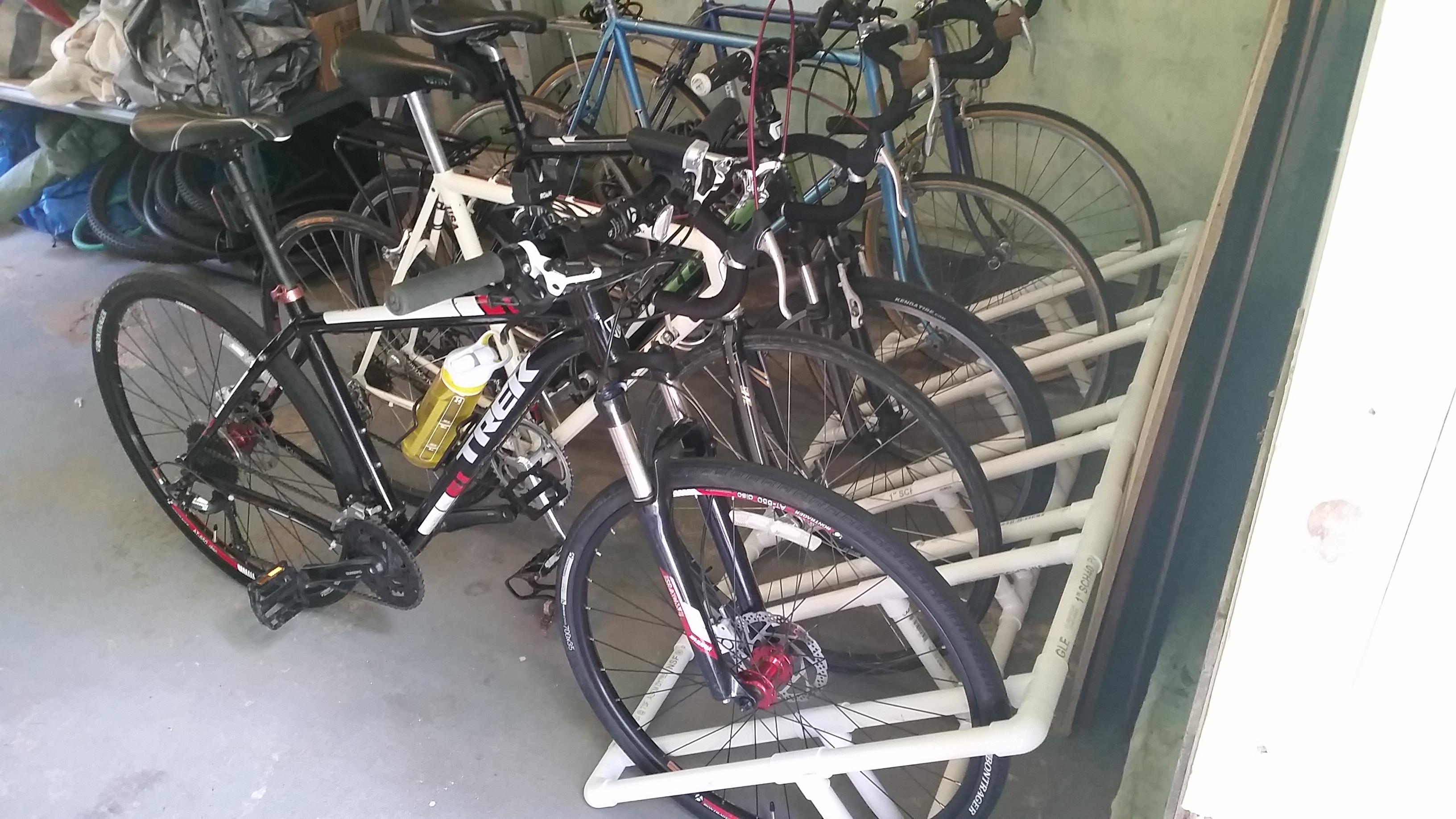 Decided to make a PVC bike rack for the garage. Works exceptionally