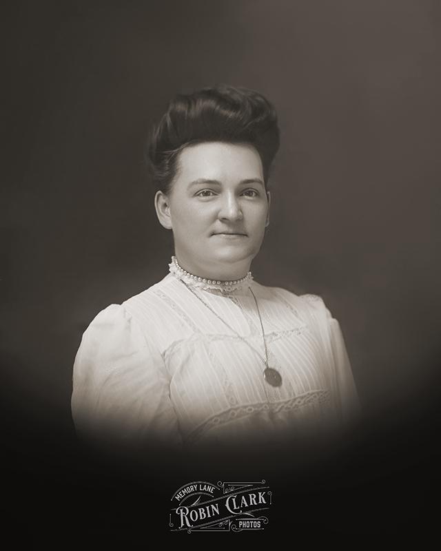 A nice photo of this woman, with extensive damage that needed